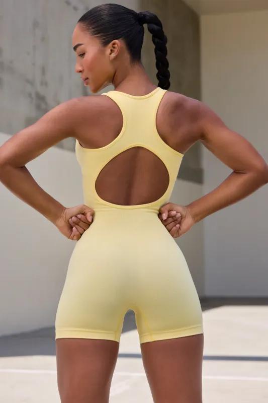 Pulse - Super Sculpt Seamless Zip Up Unitard in Soft Yellow sold by Bo + Tee