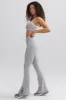 Soft Active Contrast-Trim Flared Trousers in Marl Grey sold by Bo + Tee