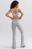 Soft Active Contrast-Trim Flared Trousers in Marl Grey sold by Bo + Tee