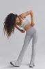 Soft Active Contrast-Trim Flared Trousers in Marl Grey sold by Bo + Tee