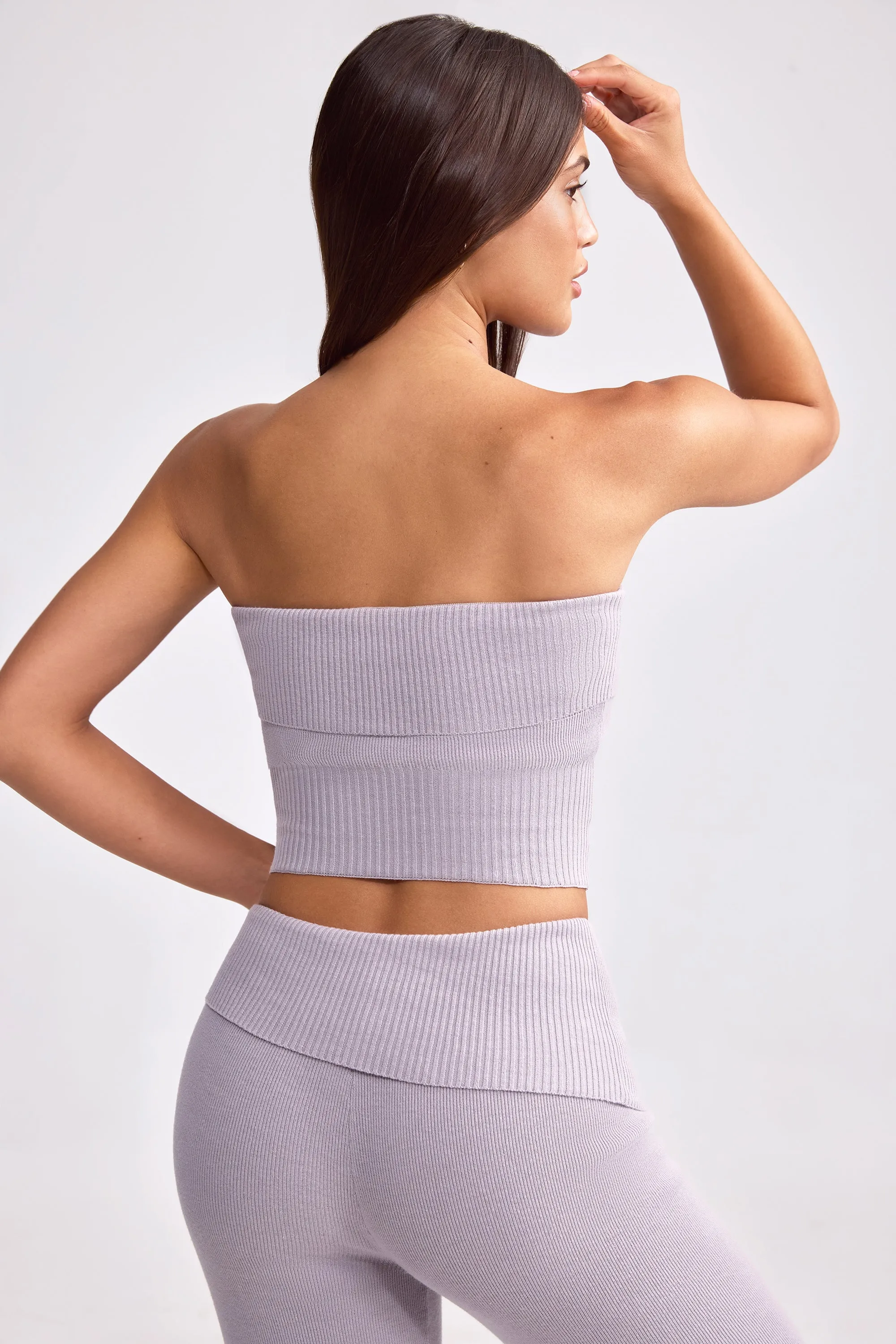 Bandeau Chunky Knit Crop Top in Dusty Lavender sold by Bo + Tee product image thumbnail 3