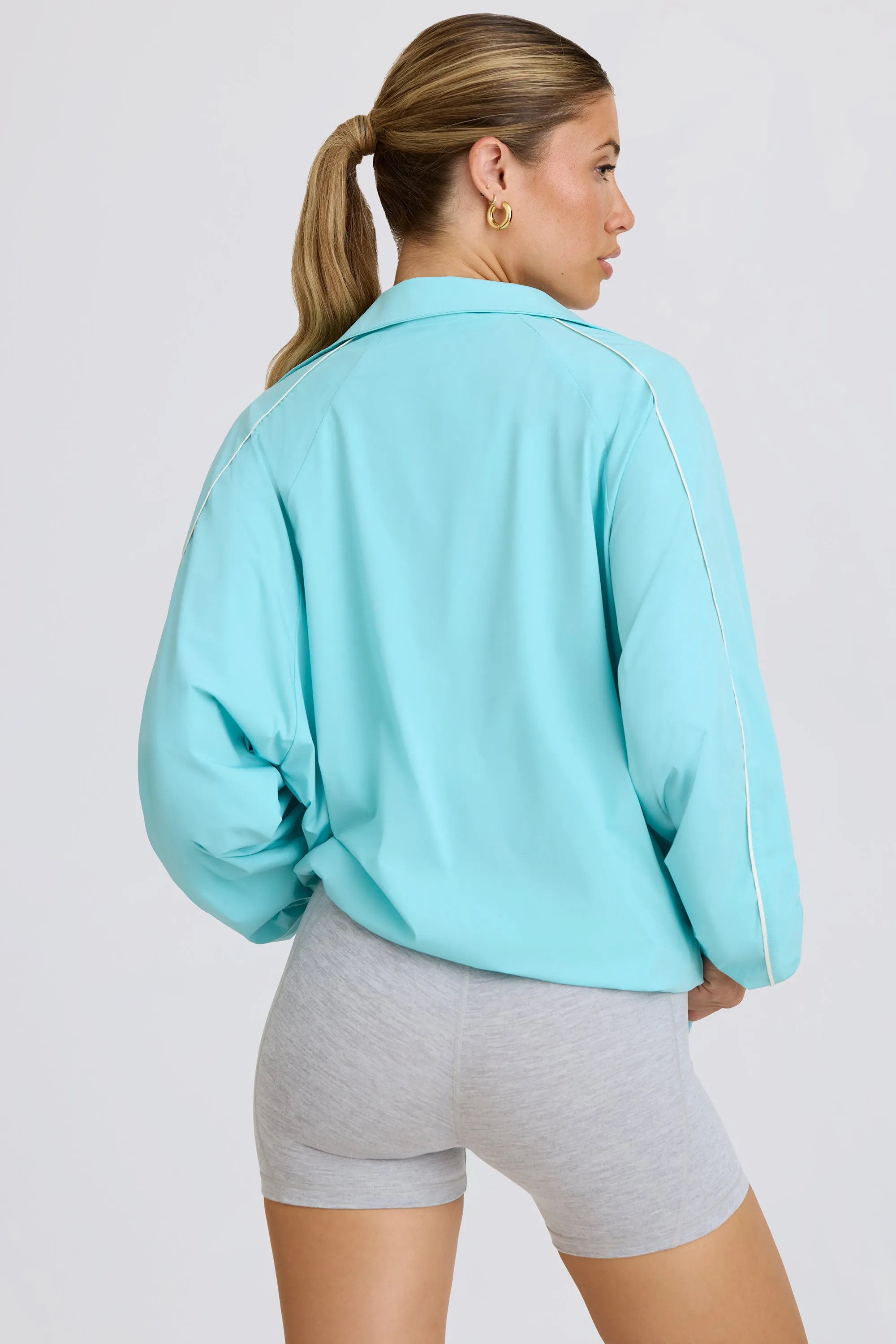 Oversized Track Jacket in Aqua sold by Bo + Tee product image thumbnail 3
