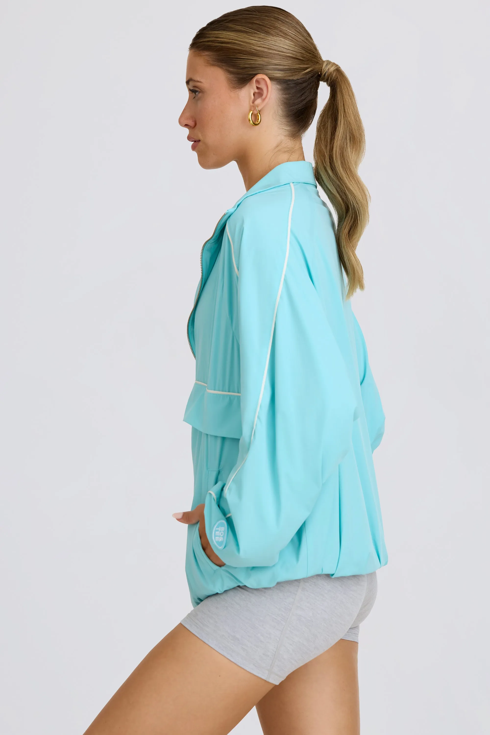 Oversized Track Jacket in Aqua sold by Bo + Tee product image thumbnail 2