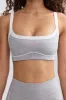 Soft Active Contrast-Trim Sports Bra in Marl Grey sold by Bo + Tee