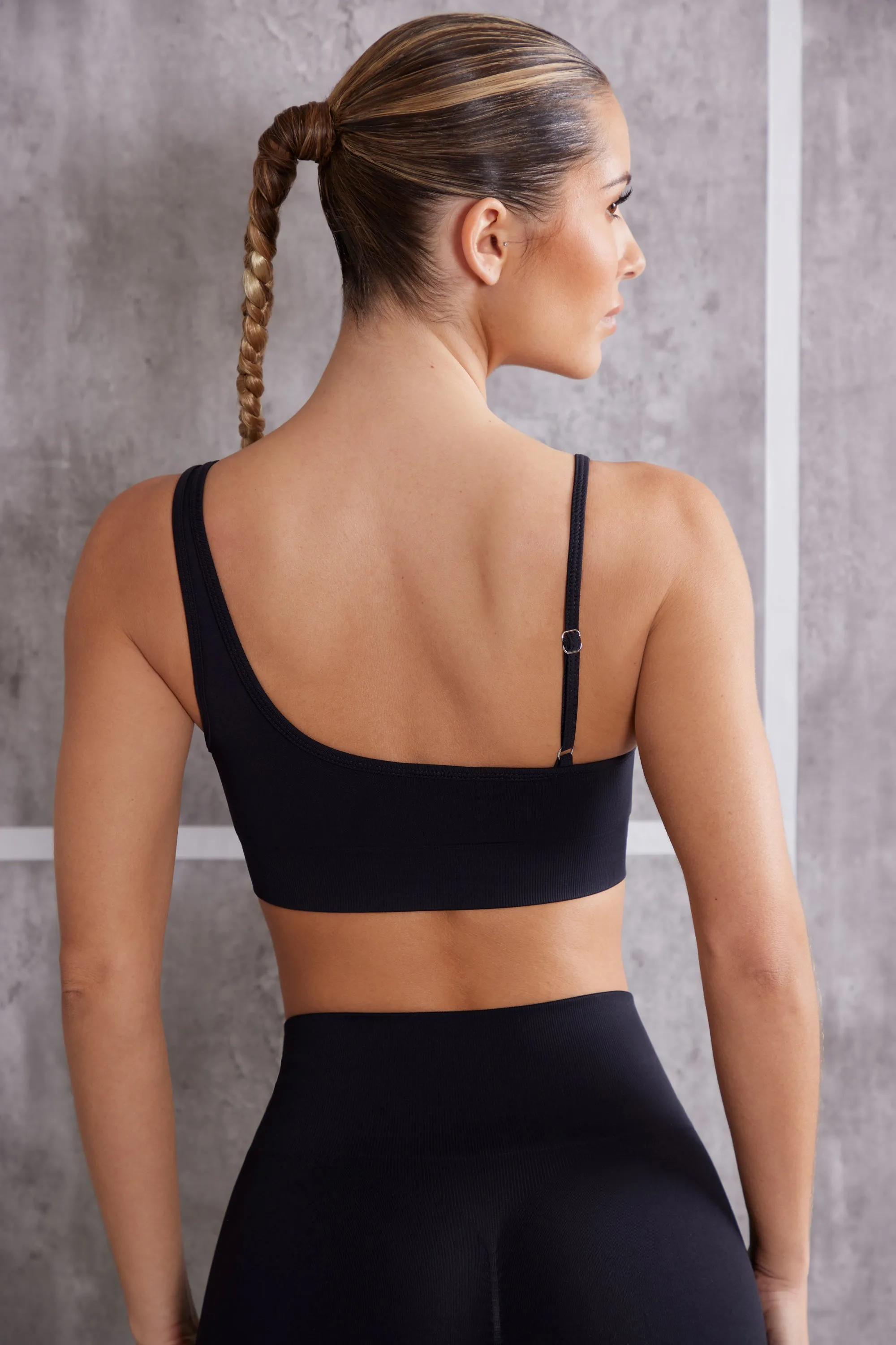 Asymmetric Sports Bra in Jet Black sold by Bo + Tee product image thumbnail 3