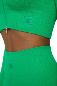All The Way - Long Sleeve Zip Crop Top in Green sold by Bo + Tee