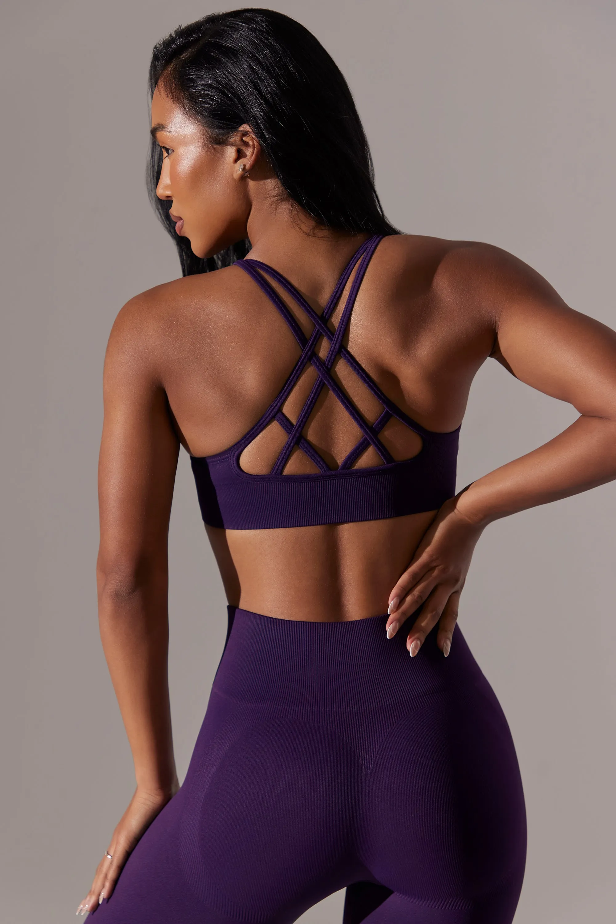 Constant - Scoop Neck Multi Strap Sports Bra in Purple sold by Bo + Tee product image thumbnail 3