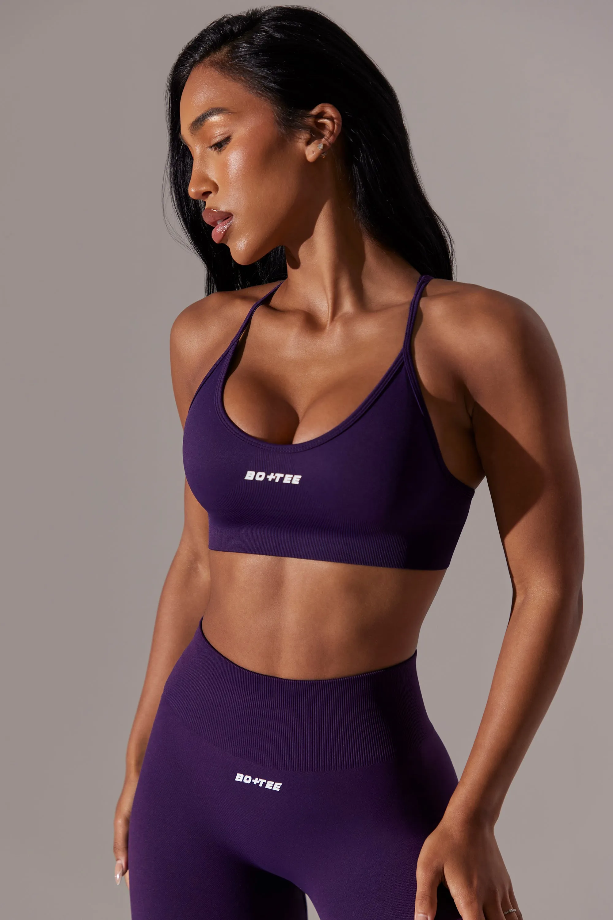 Constant - Scoop Neck Multi Strap Sports Bra in Purple sold by Bo + Tee