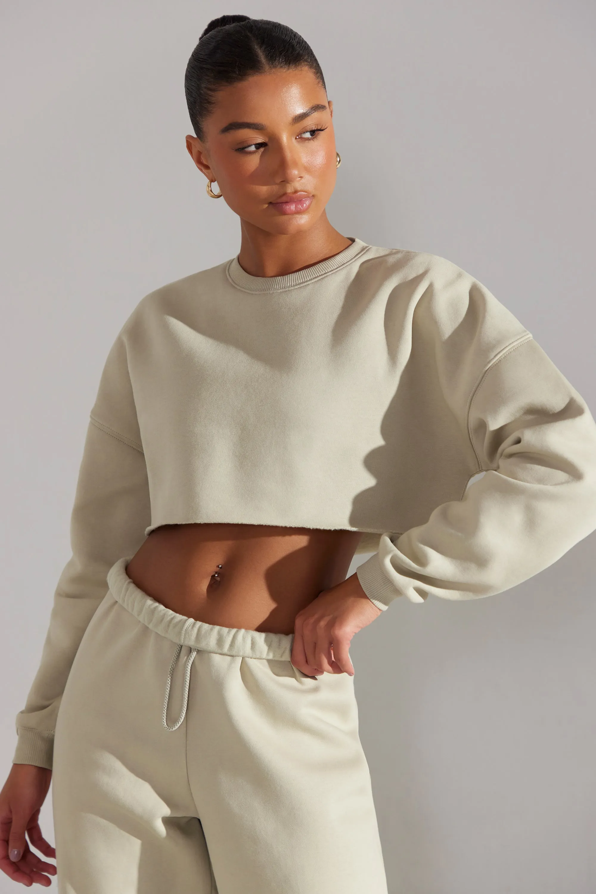 Fundamental - Cropped Oversized Sweatshirt in Limestone sold by Bo + Tee product image thumbnail 2
