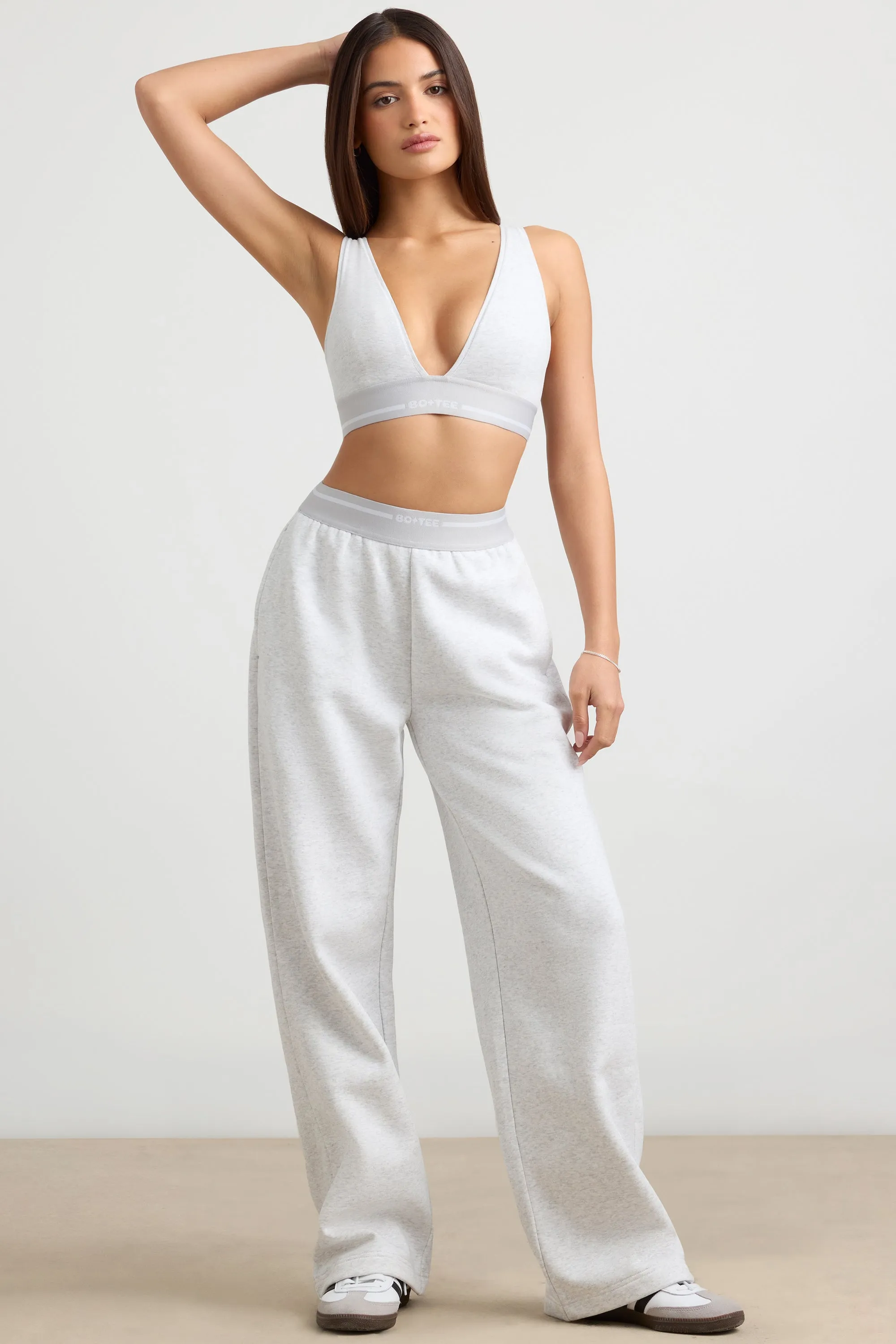 Fluid - Petite High-Waist Straight-Leg Joggers in Grey Marl sold by Bo + Tee