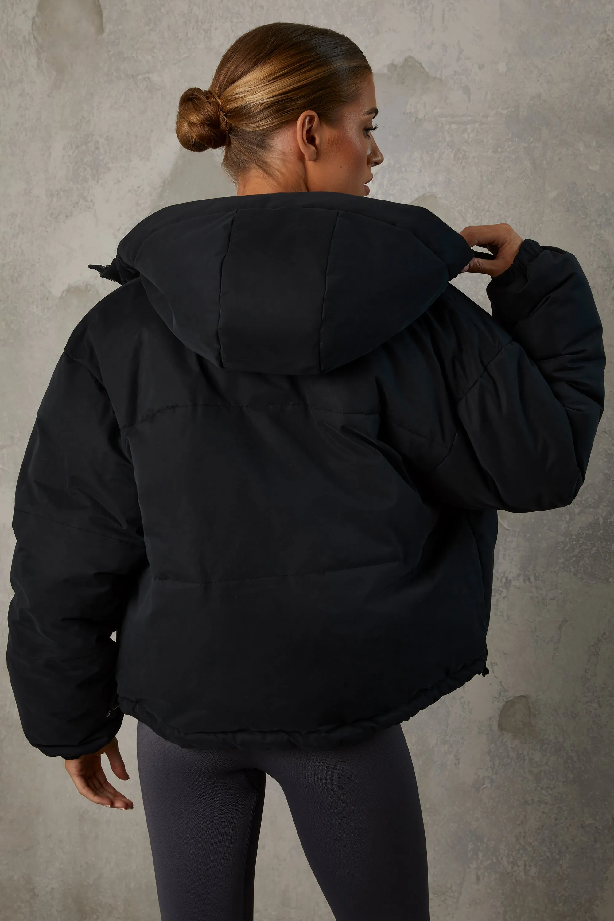 Reversible Hooded Puffer Jacket in Black sold by Bo + Tee product image thumbnail 3
