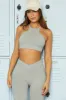 Racer Cut Out Crop Top in Grey sold by Bo + Tee