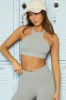 Racer Cut Out Crop Top in Grey sold by Bo + Tee