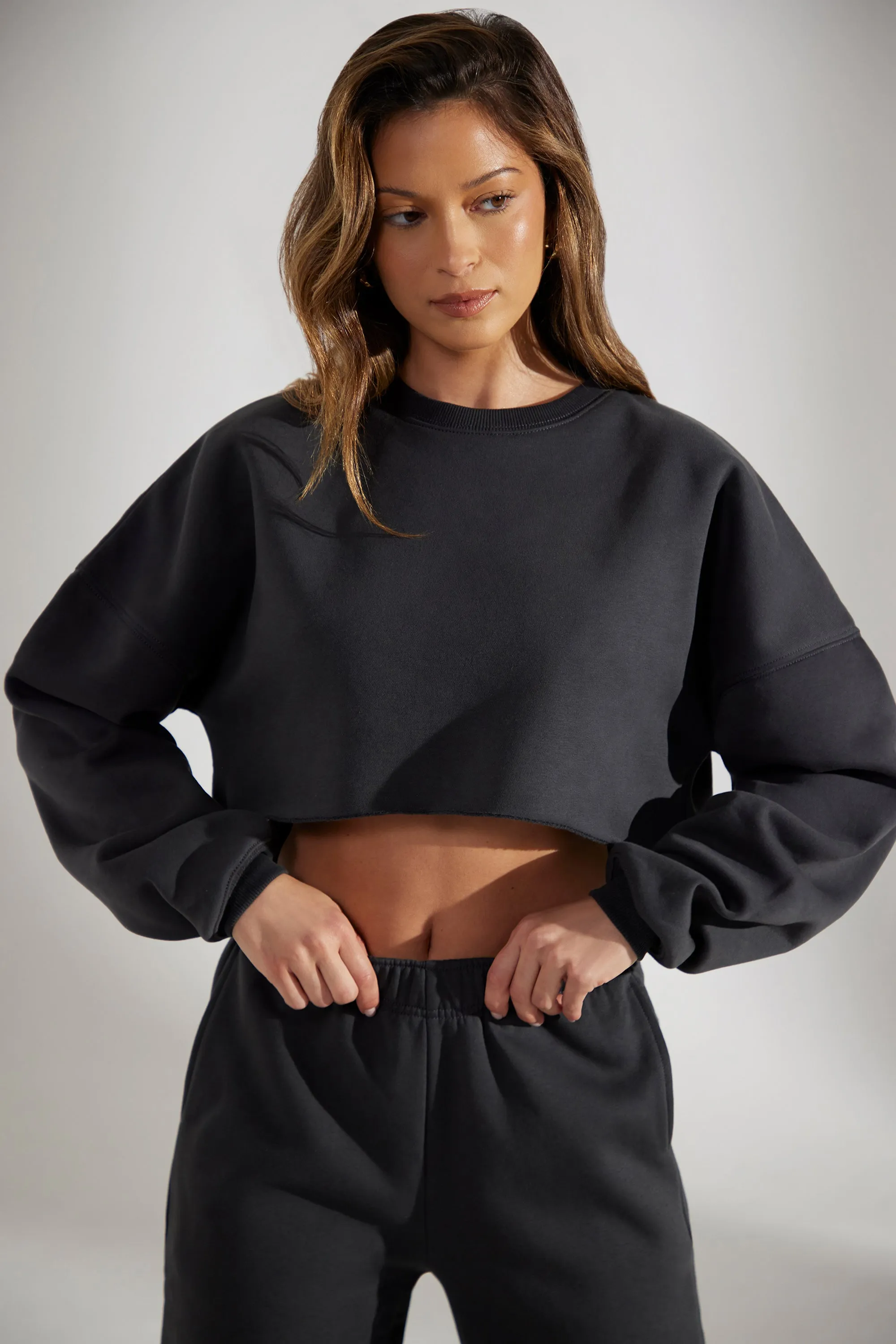 Fundamental - Cropped Oversized Sweatshirt in Washed Black sold by Bo + Tee product image thumbnail 5