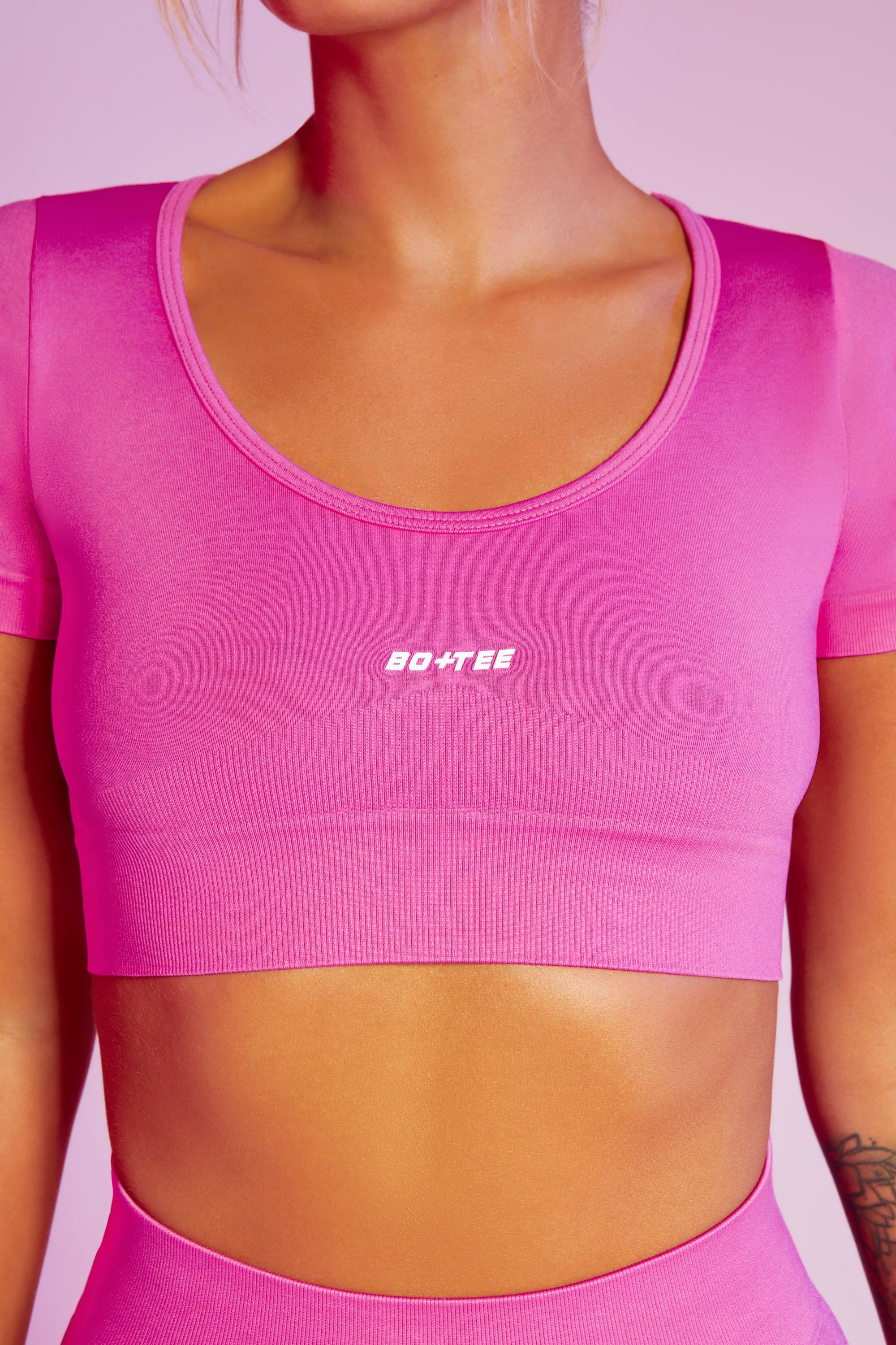 Mindset - Seamless Scoop Neck Crop Top in Pink sold by Bo + Tee product image thumbnail 4