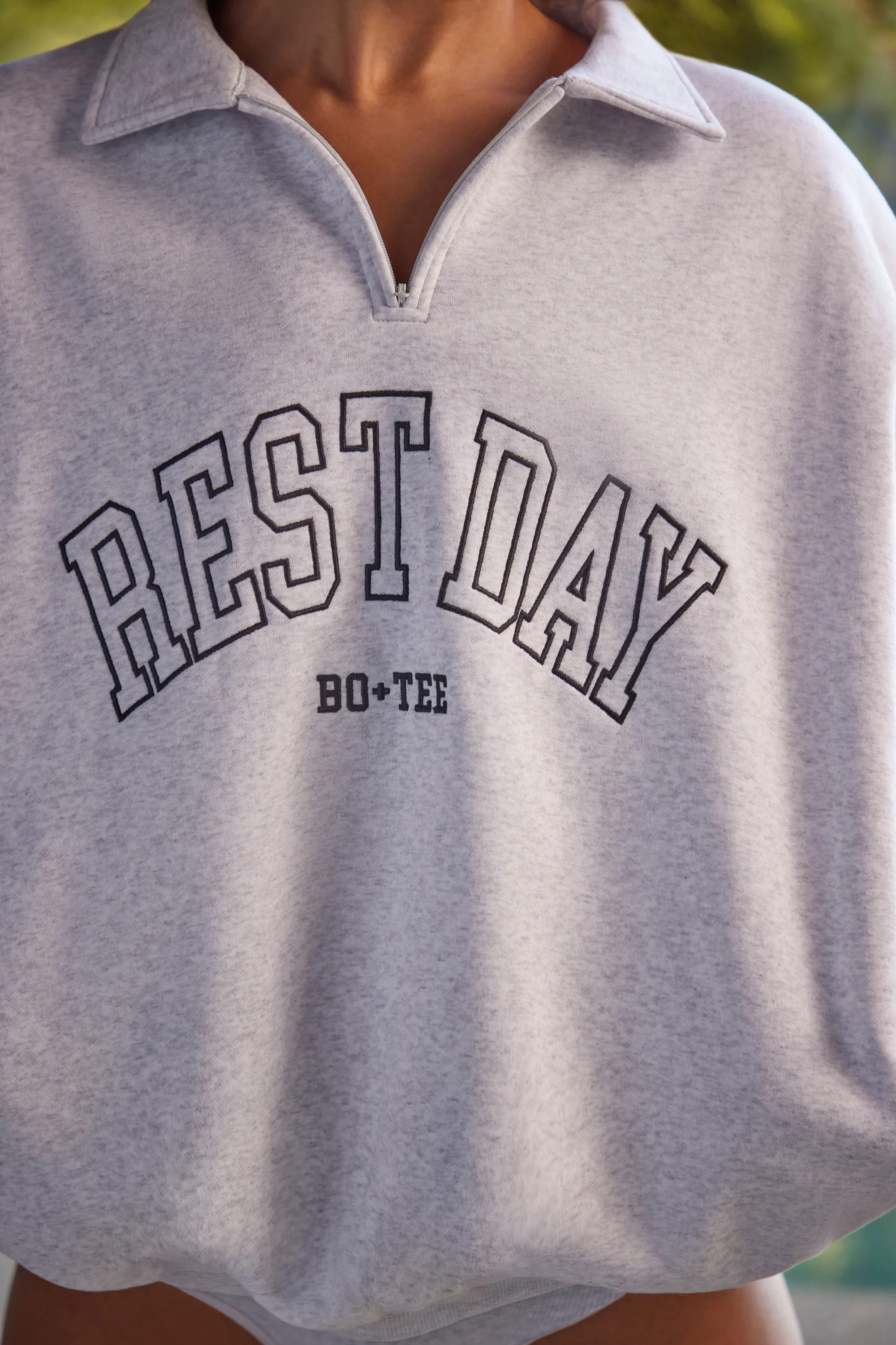 Rest Day - Oversized Half Zip Sweatshirt in Heather Grey sold by Bo + Tee product image thumbnail 4