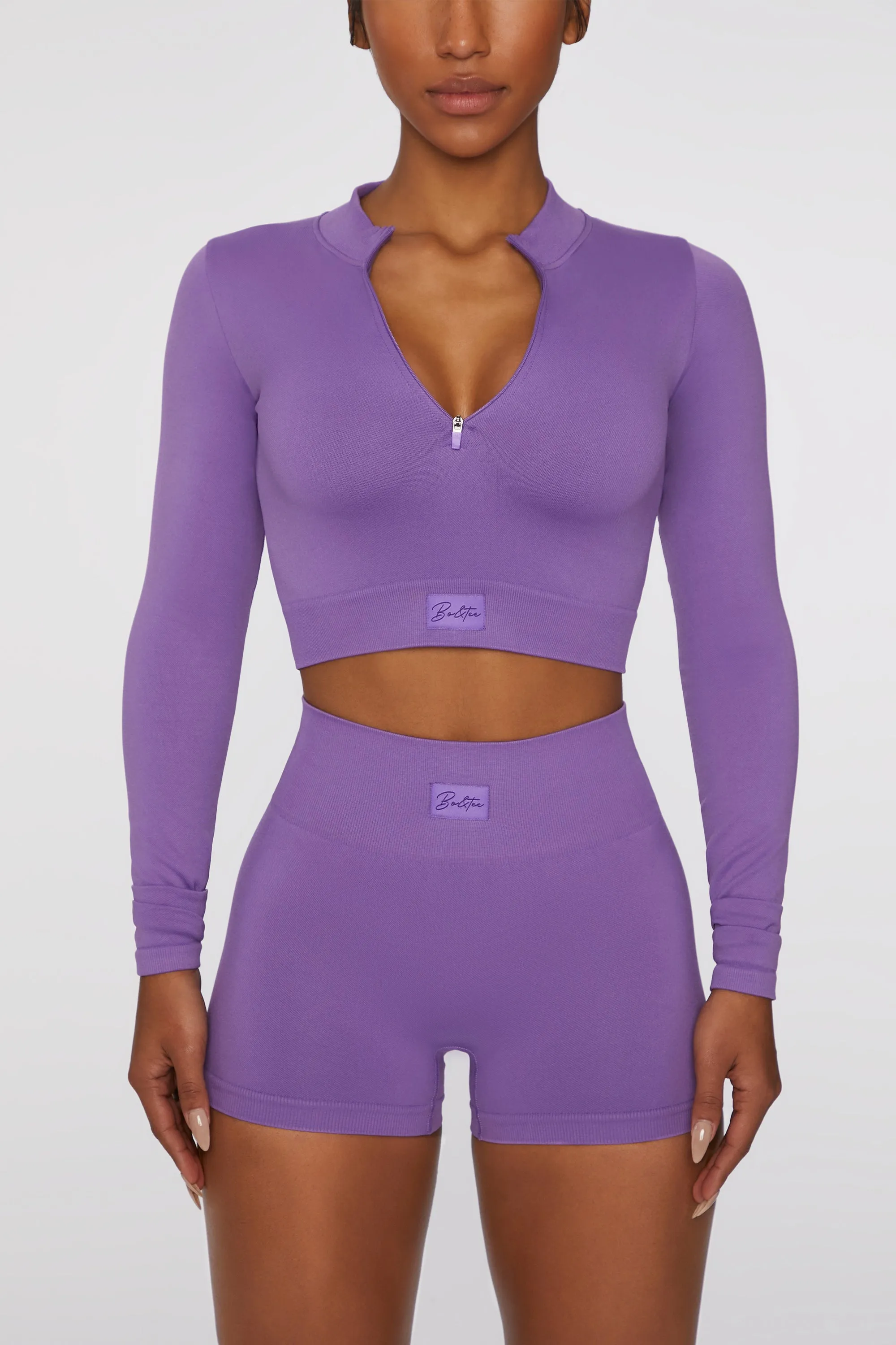 Reach For It - Long Sleeve Crop Top in Purple sold by Bo + Tee product image thumbnail 2