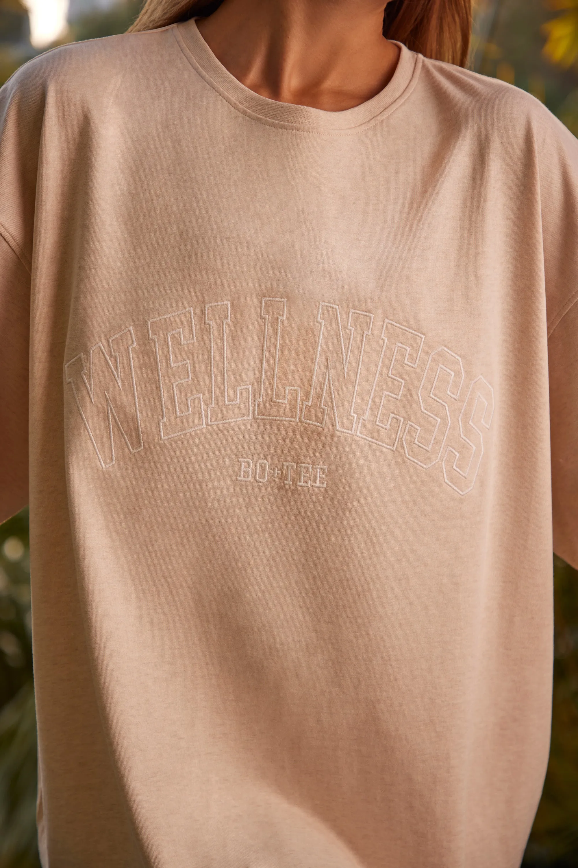 Wellness - Oversized Short Sleeve T-Shirt in Heather Oat sold by Bo + Tee product image thumbnail 5