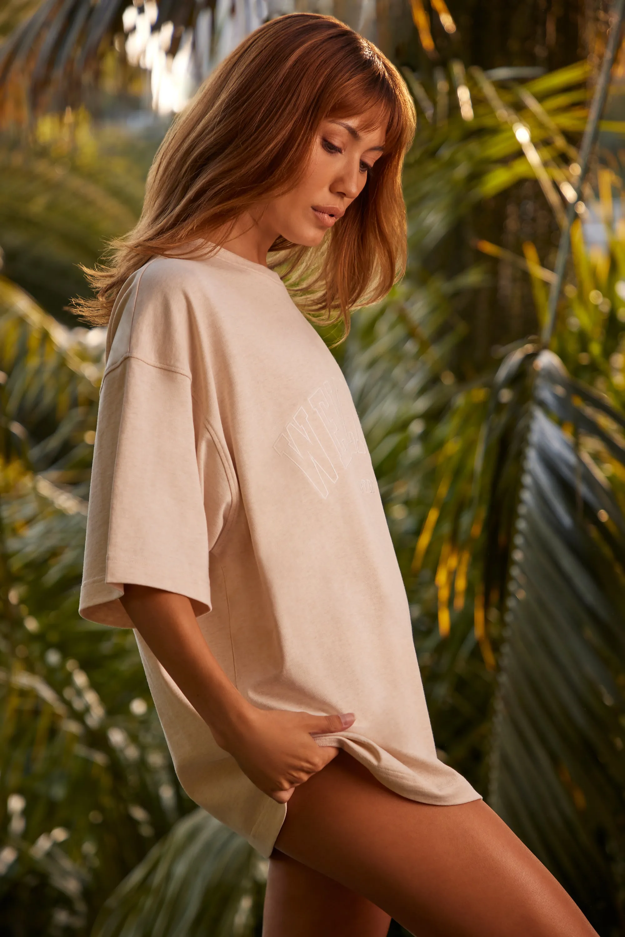 Wellness - Oversized Short Sleeve T-Shirt in Heather Oat sold by Bo + Tee product image thumbnail 2