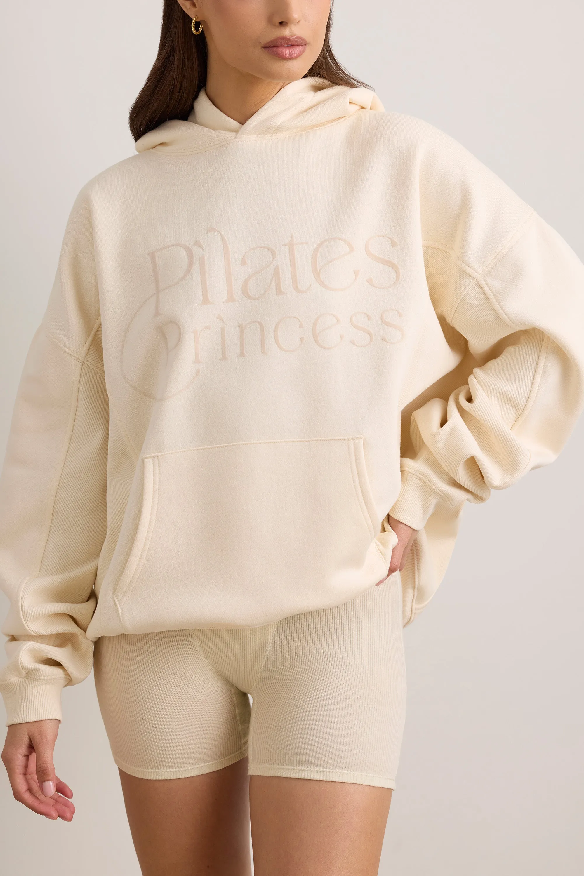 Pilates Princess - Oversized Hooded Sweatshirt in Vanilla sold by Bo + Tee product image thumbnail 4