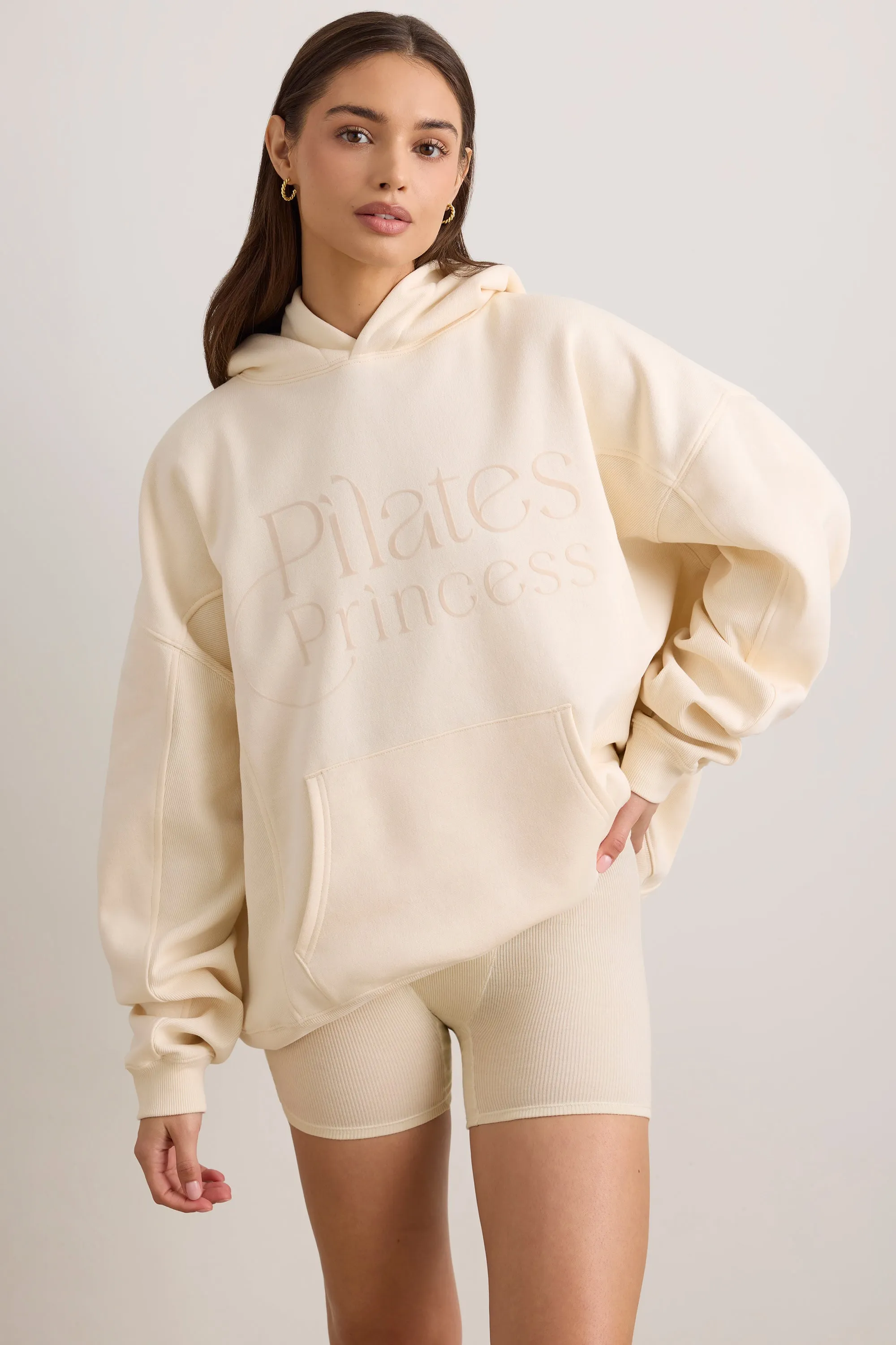 Pilates Princess - Oversized Hooded Sweatshirt in Vanilla sold by Bo + Tee product image thumbnail 5