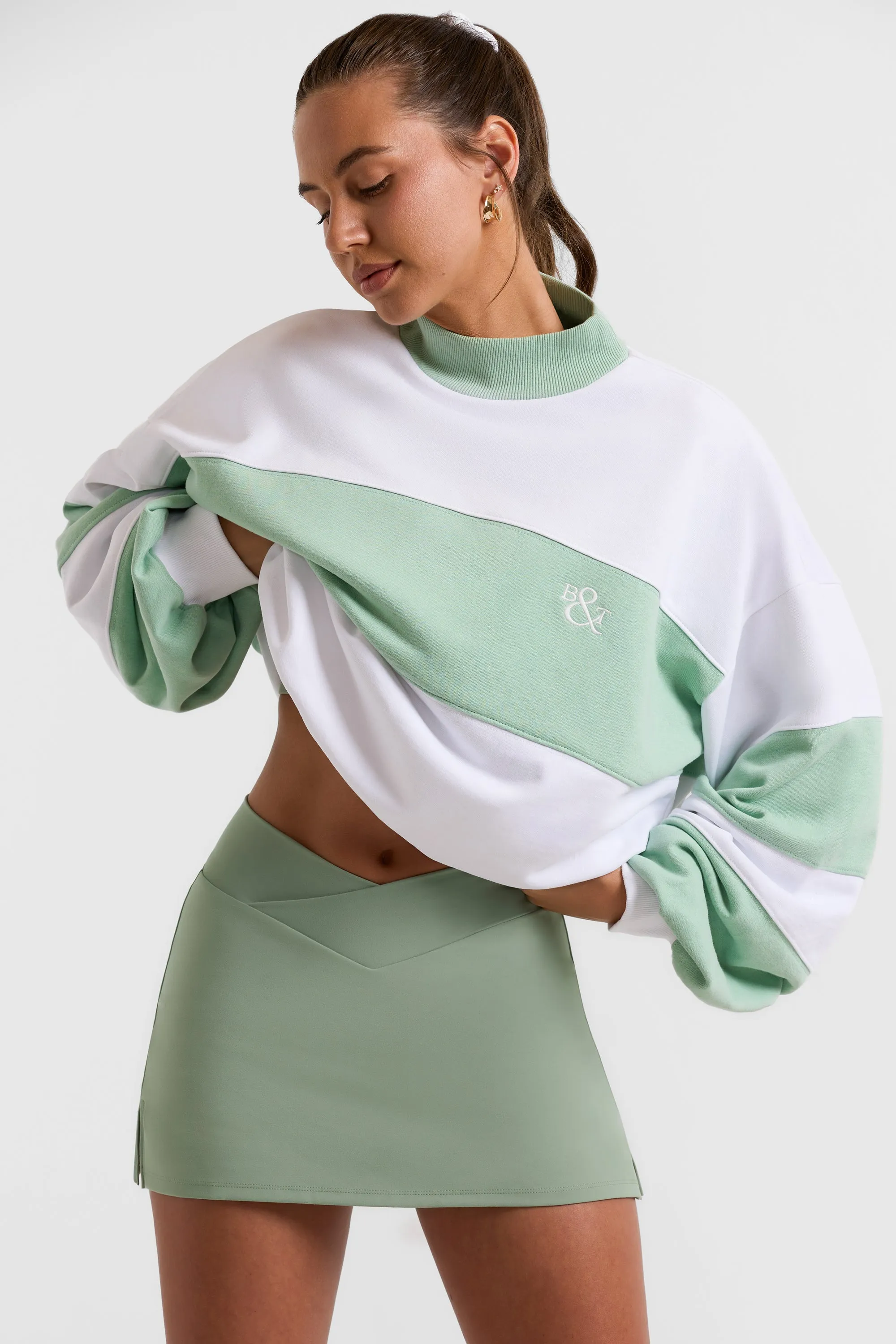 Game - Oversized High Neck Sweatshirt in Mint Green sold by Bo + Tee