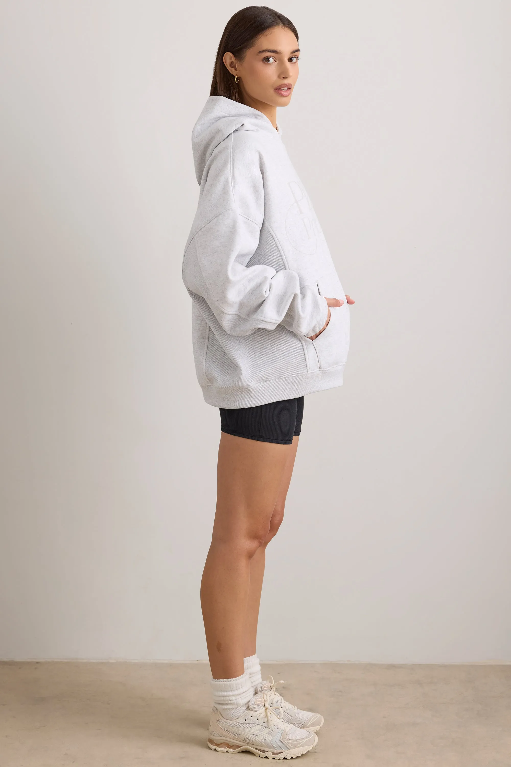 Pilates Princess - Oversized Hooded Sweatshirt in Light Grey Melange sold by Bo + Tee product image thumbnail 2