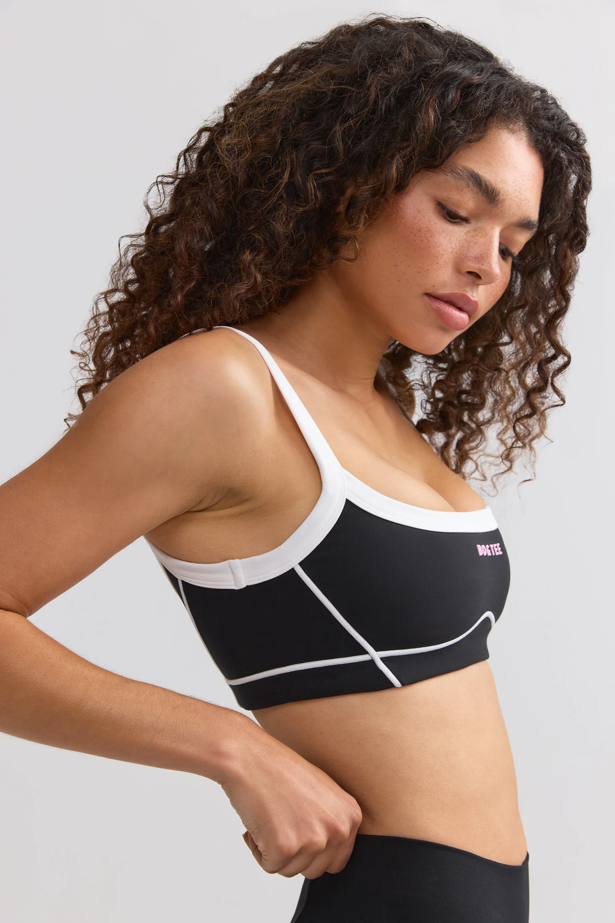 Soft Active Contrast-Trim Sports Bra in Black sold by Bo + Tee product image thumbnail 2