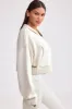 Cropped Zip-Up Chunky Knit Hoodie in Cream sold by Bo + Tee