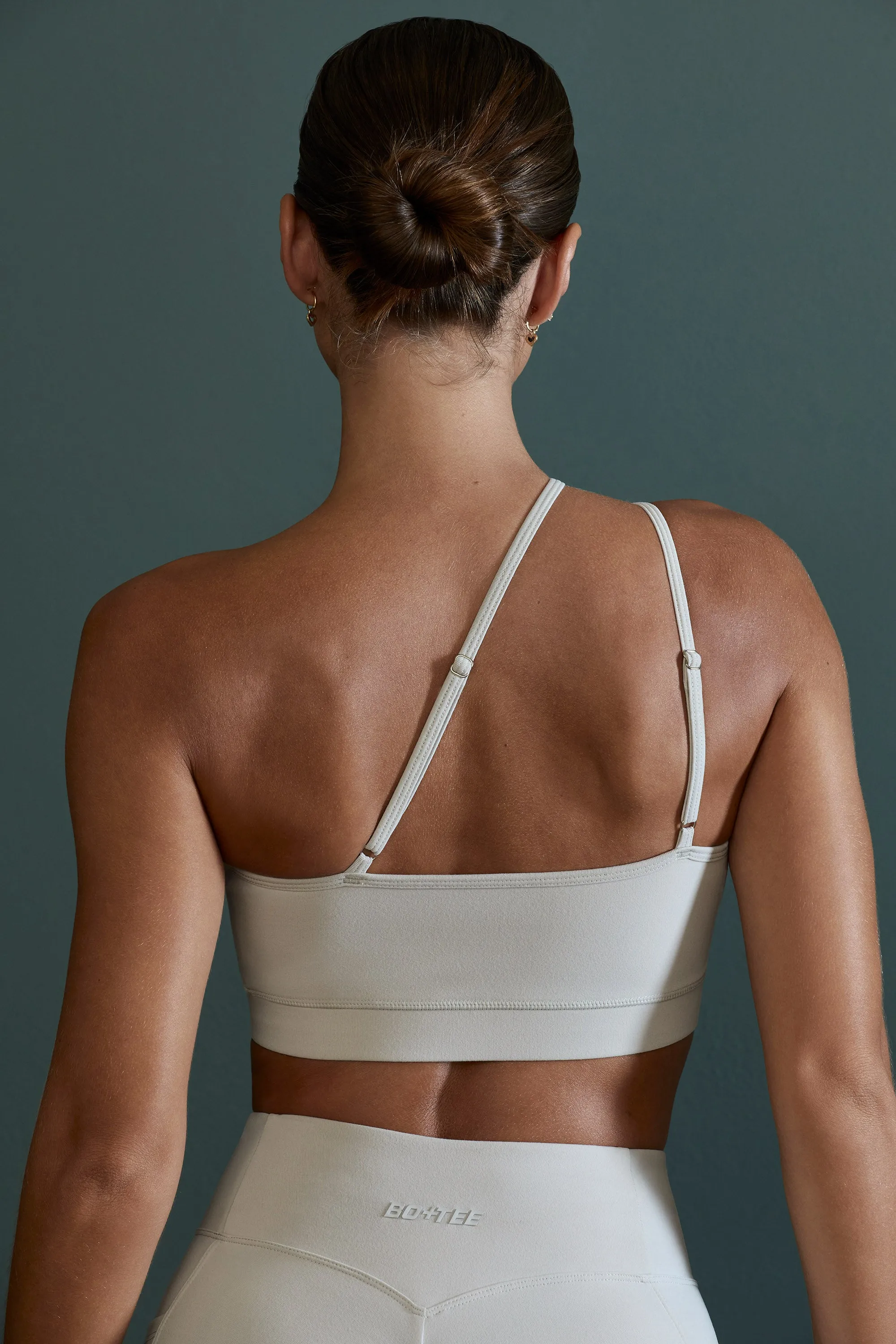Enhance - Asymmetric Neckline Sports Bra in Grey sold by Bo + Tee product image thumbnail 3