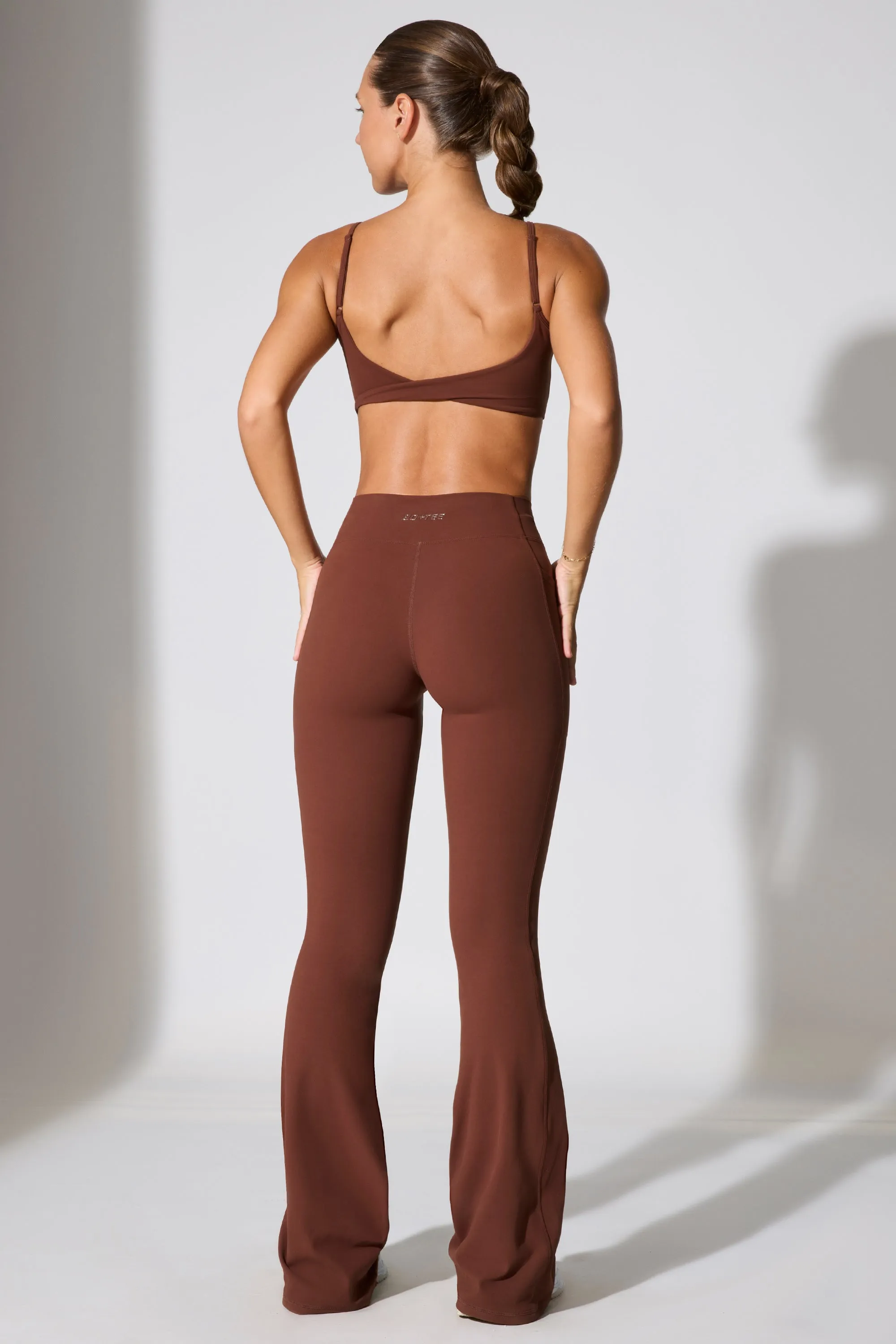 Realign - Petite Twist Waist Flare Leggings in Chocolate sold by Bo + Tee product image thumbnail 3