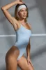 Gym Brat - Square Neck Cotton Bodysuit in Powder Blue sold by Bo + Tee