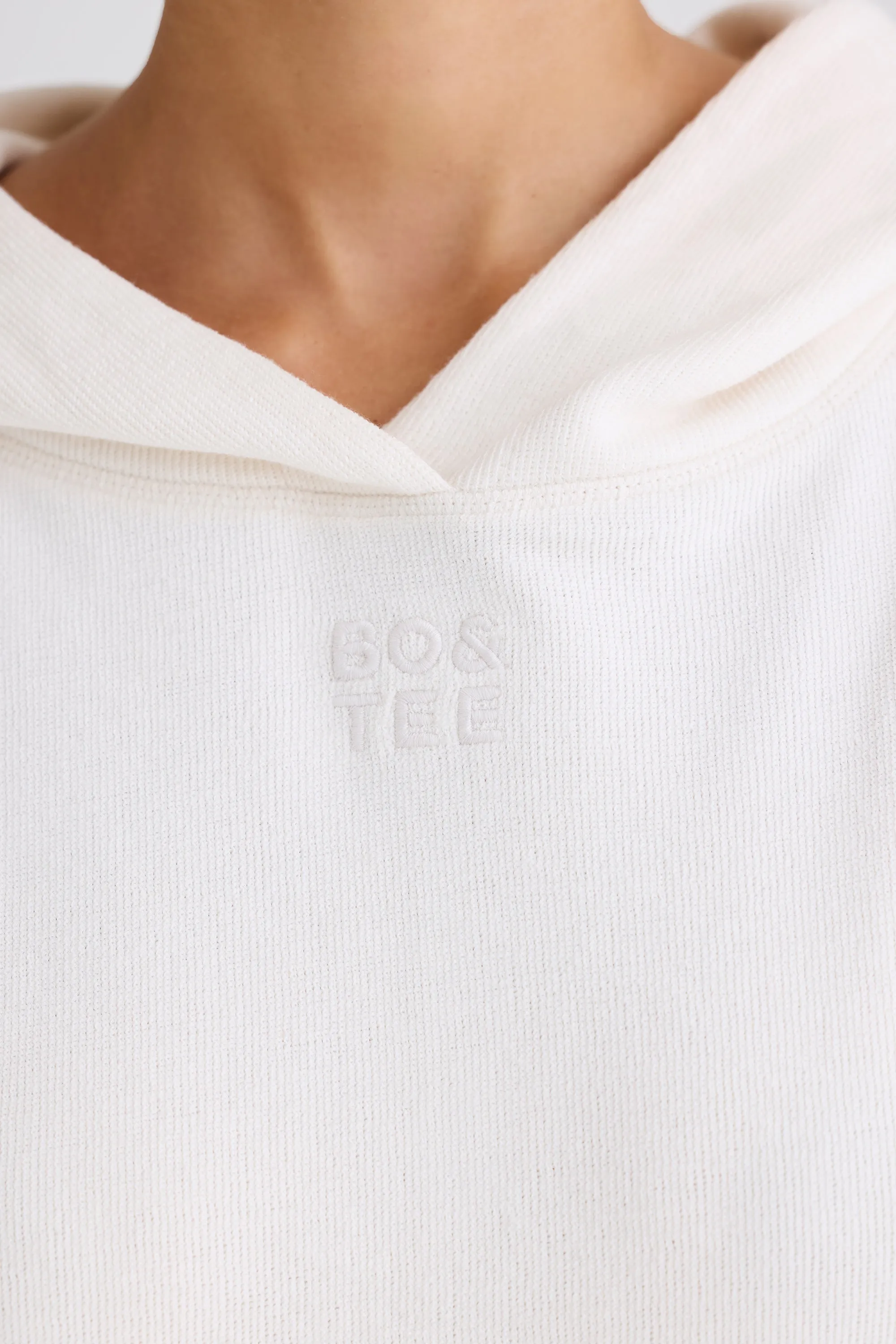 Textured Cotton Jersey Graphic Print Hoodie in White sold by Bo + Tee product image thumbnail 5