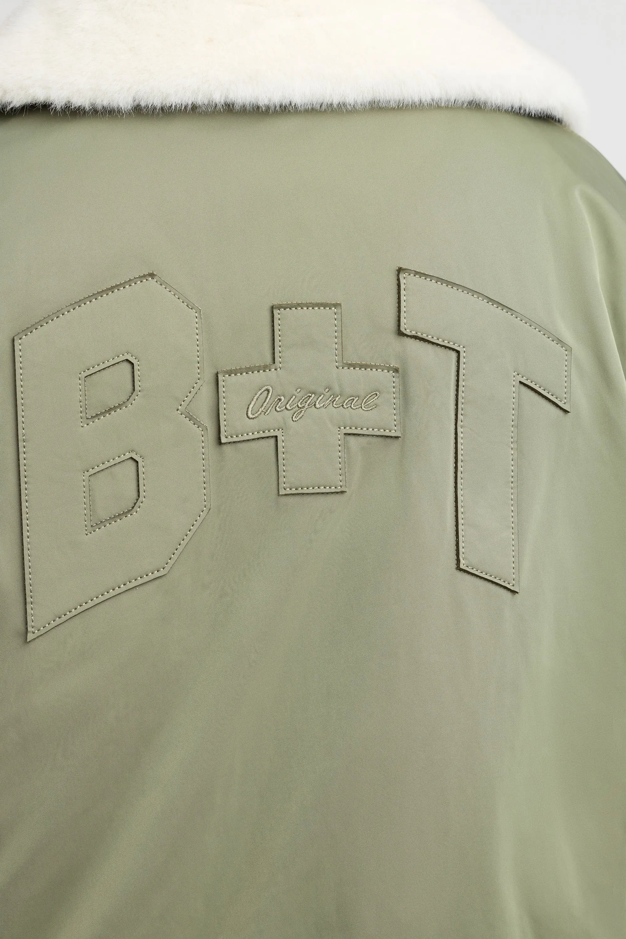 Oversized Bomber Jacket in Khaki sold by Bo + Tee product image thumbnail 4