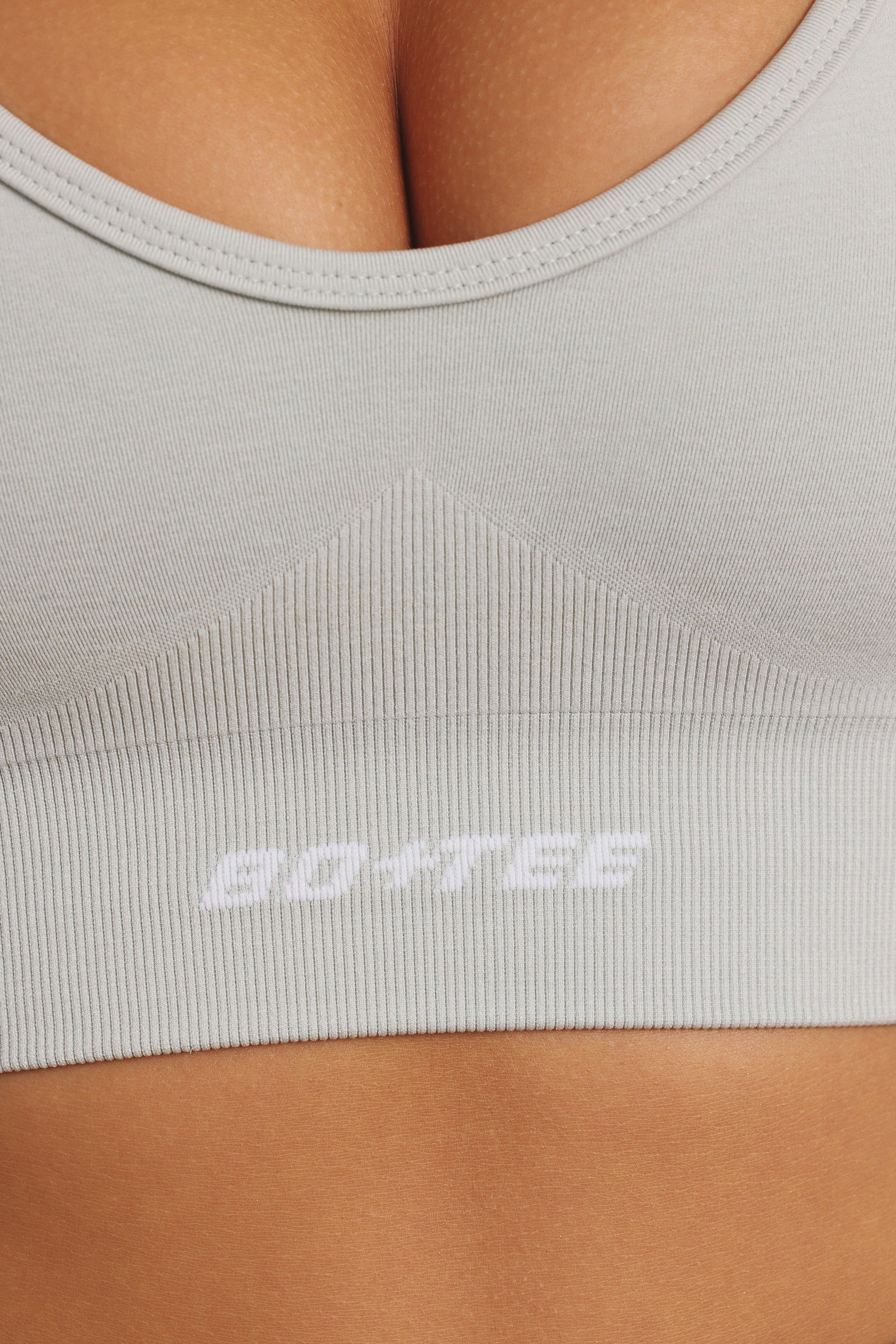 Plunge Neck Define Luxe Sports Bra in Grey sold by Bo + Tee product image thumbnail 3