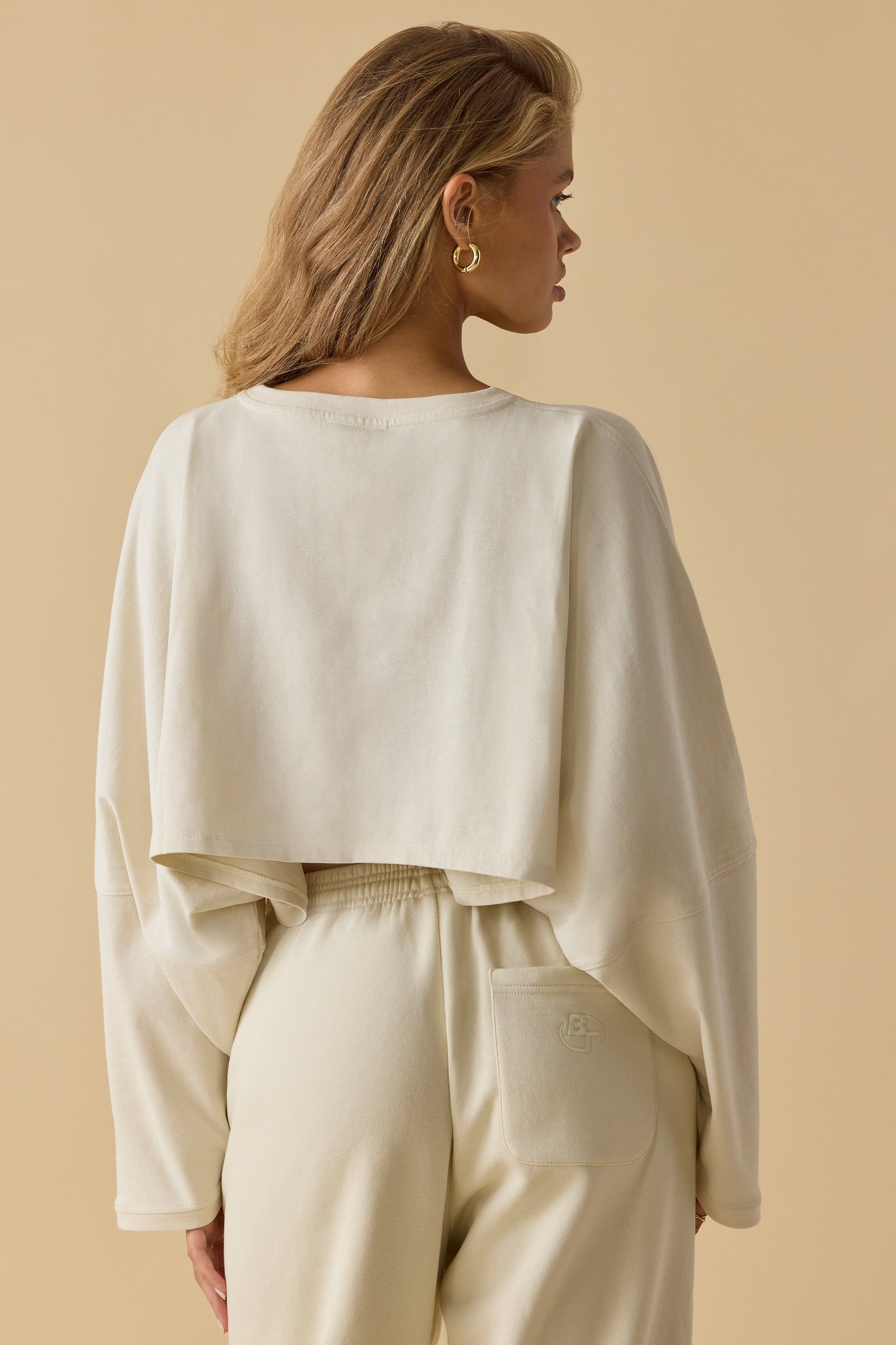 Calm - Oversized Long Sleeve Crop Top in Bone sold by Bo + Tee product image thumbnail 3