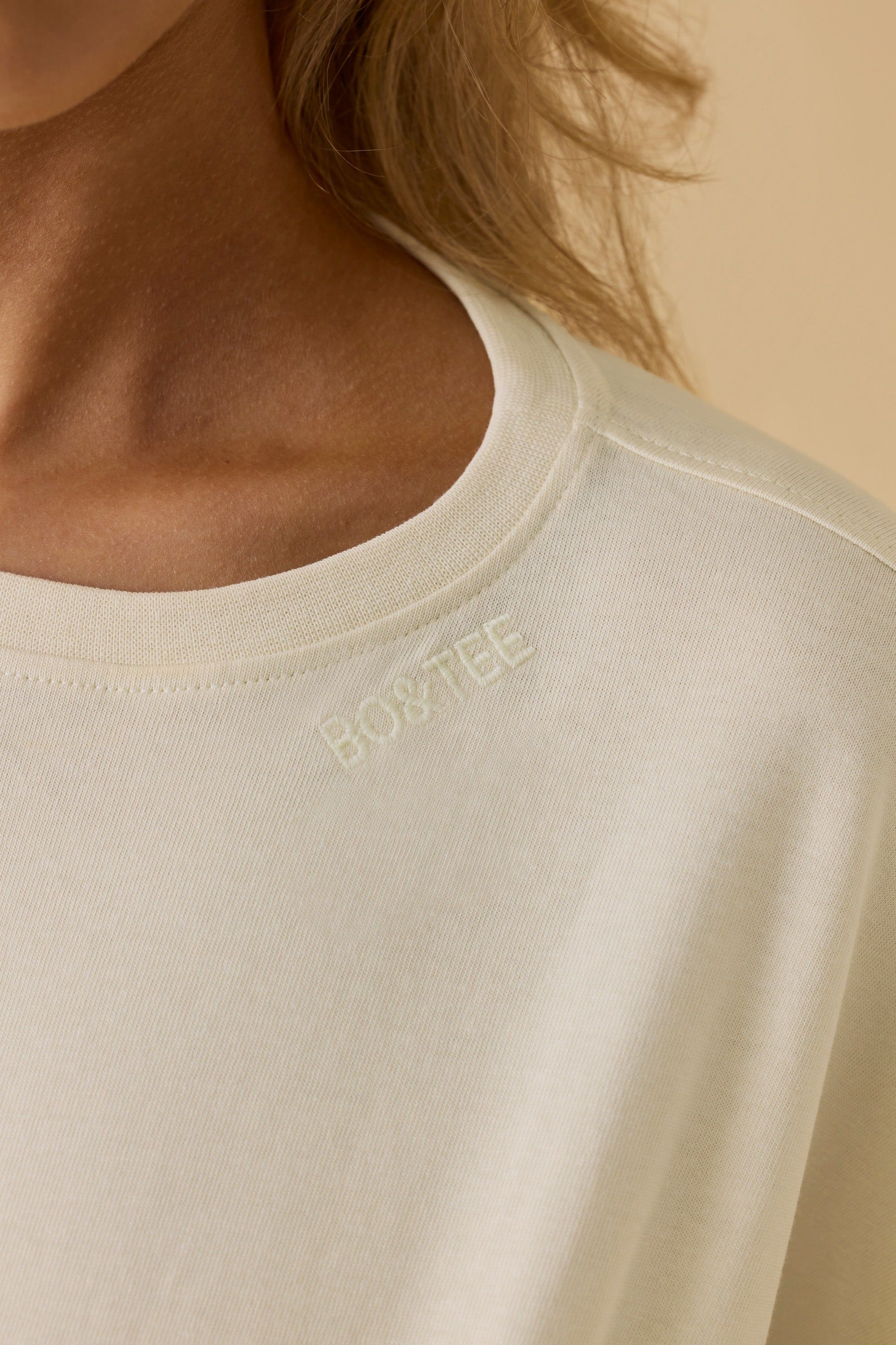 Calm - Oversized Long Sleeve Crop Top in Bone sold by Bo + Tee product image thumbnail 4