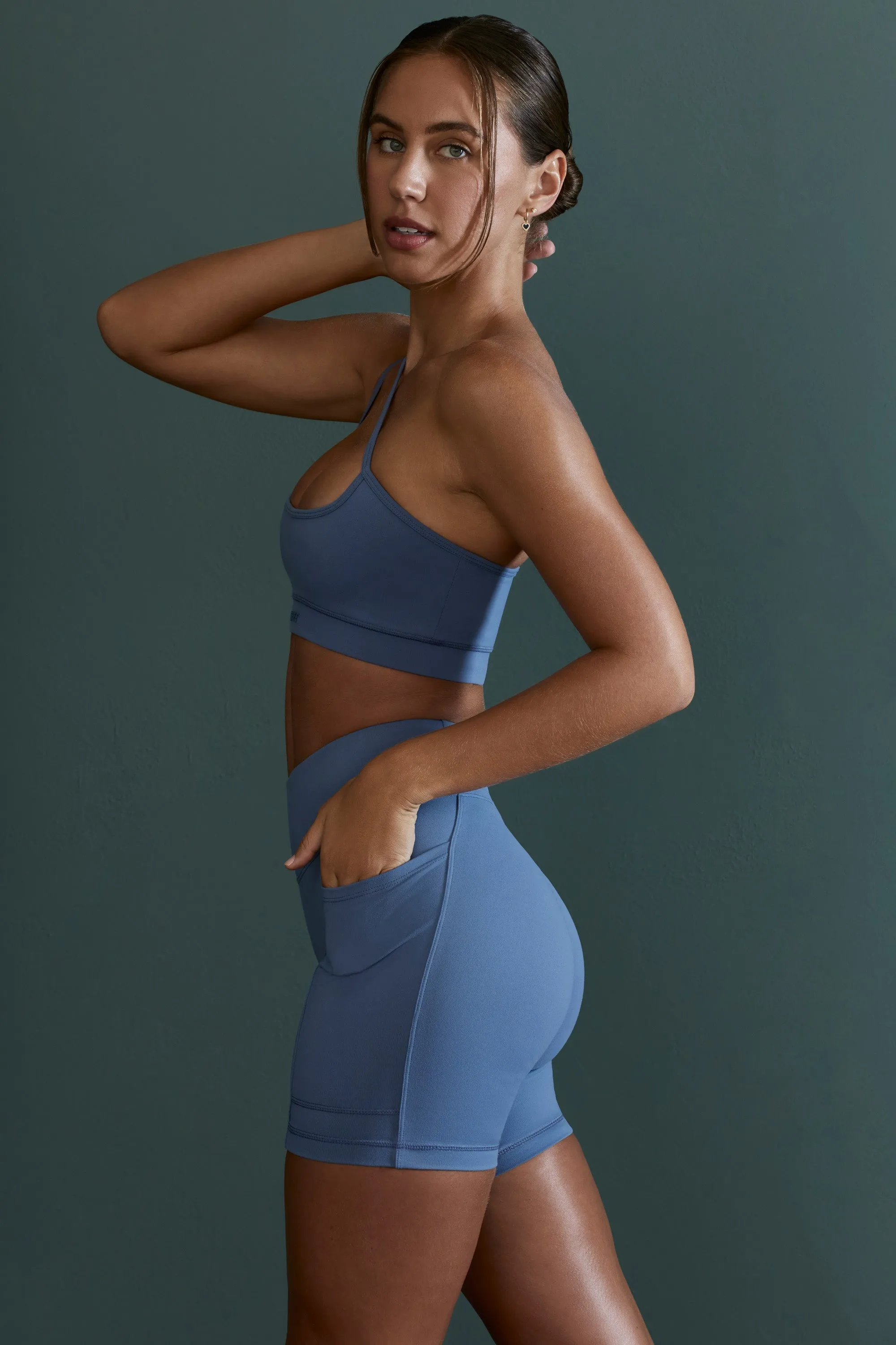 Enhance - Asymmetric Neckline Sports Bra in Blue sold by Bo + Tee product image thumbnail 2