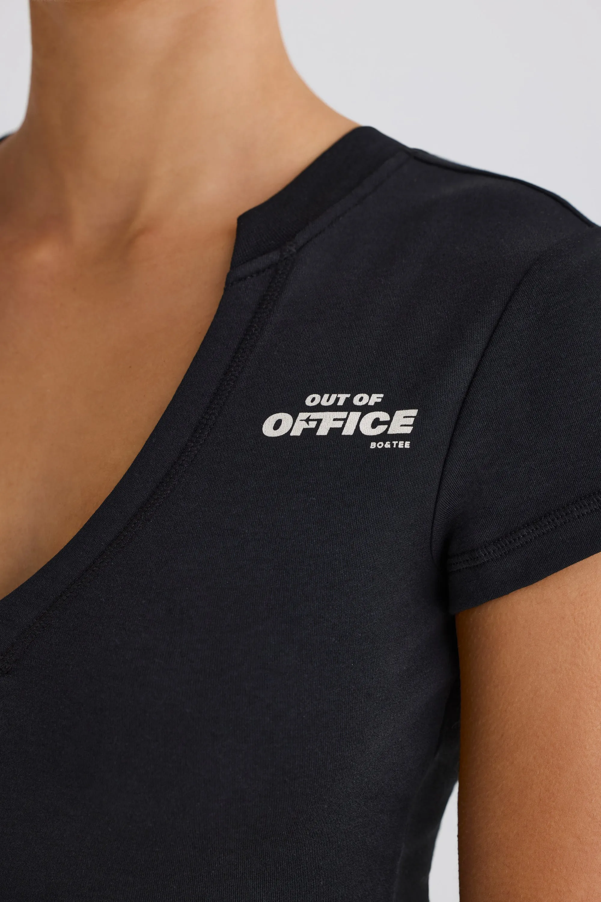 Stretch Cotton Jersey Graphic Print Cropped T-Shirt in Black sold by Bo + Tee product image thumbnail 5