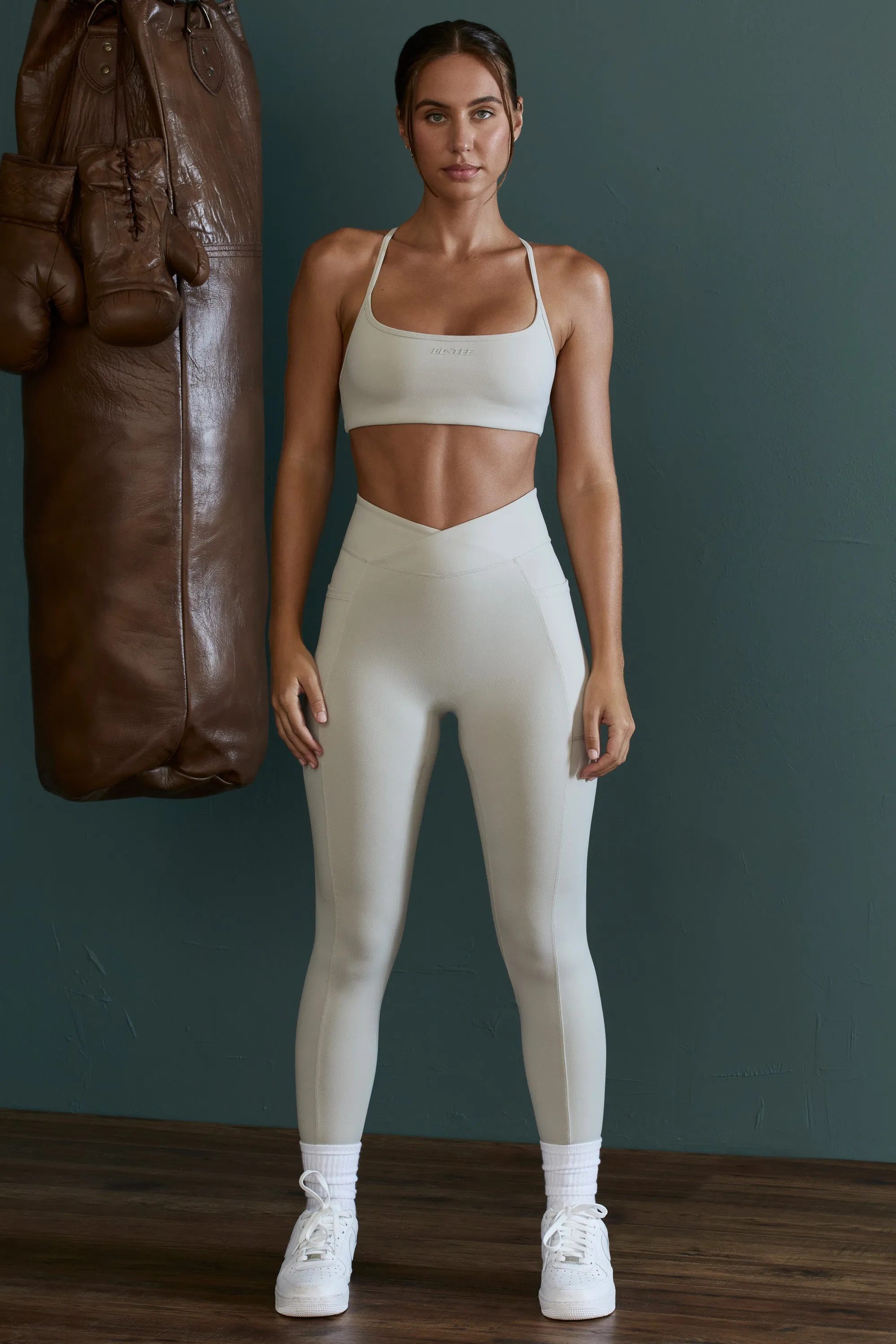 Lightweight Seamless Wrap-Over High-Waist Leggings in Grey sold by Bo + Tee