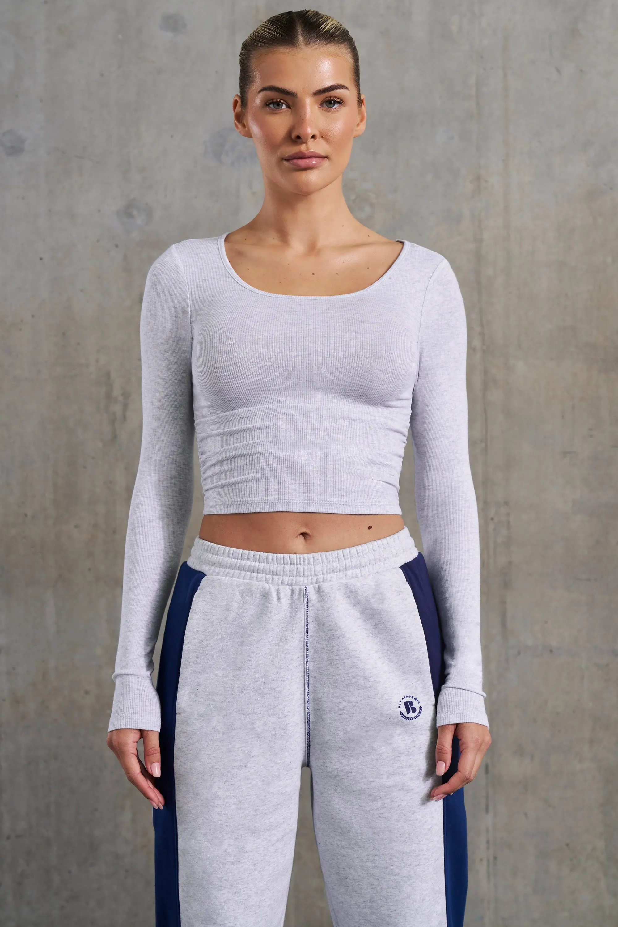 Soft Rib Long Sleeve Top in Heather Grey sold by Bo + Tee product image thumbnail 5