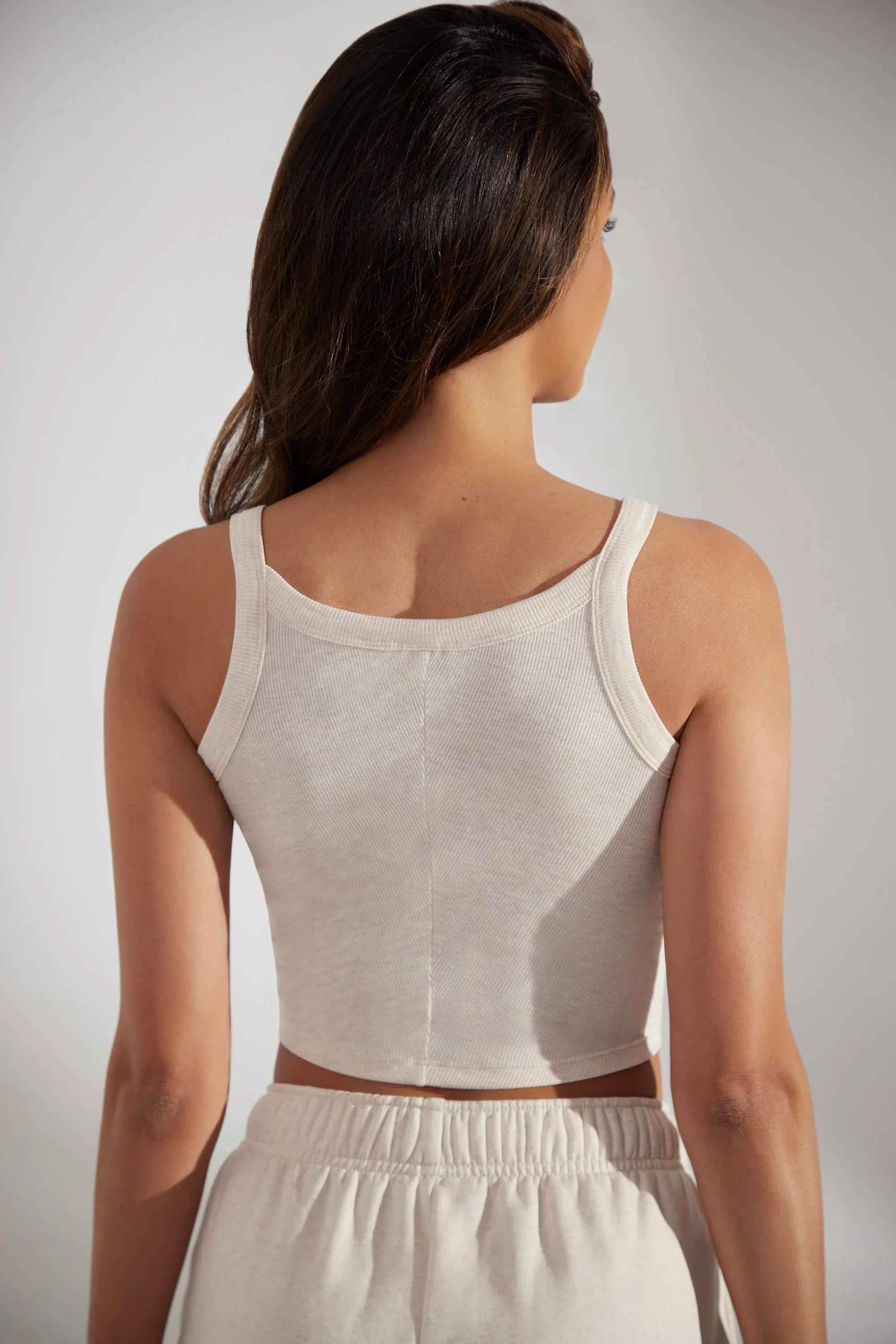 Body - Soft Rib Tank Top in Heather Oat sold by Bo + Tee product image thumbnail 3