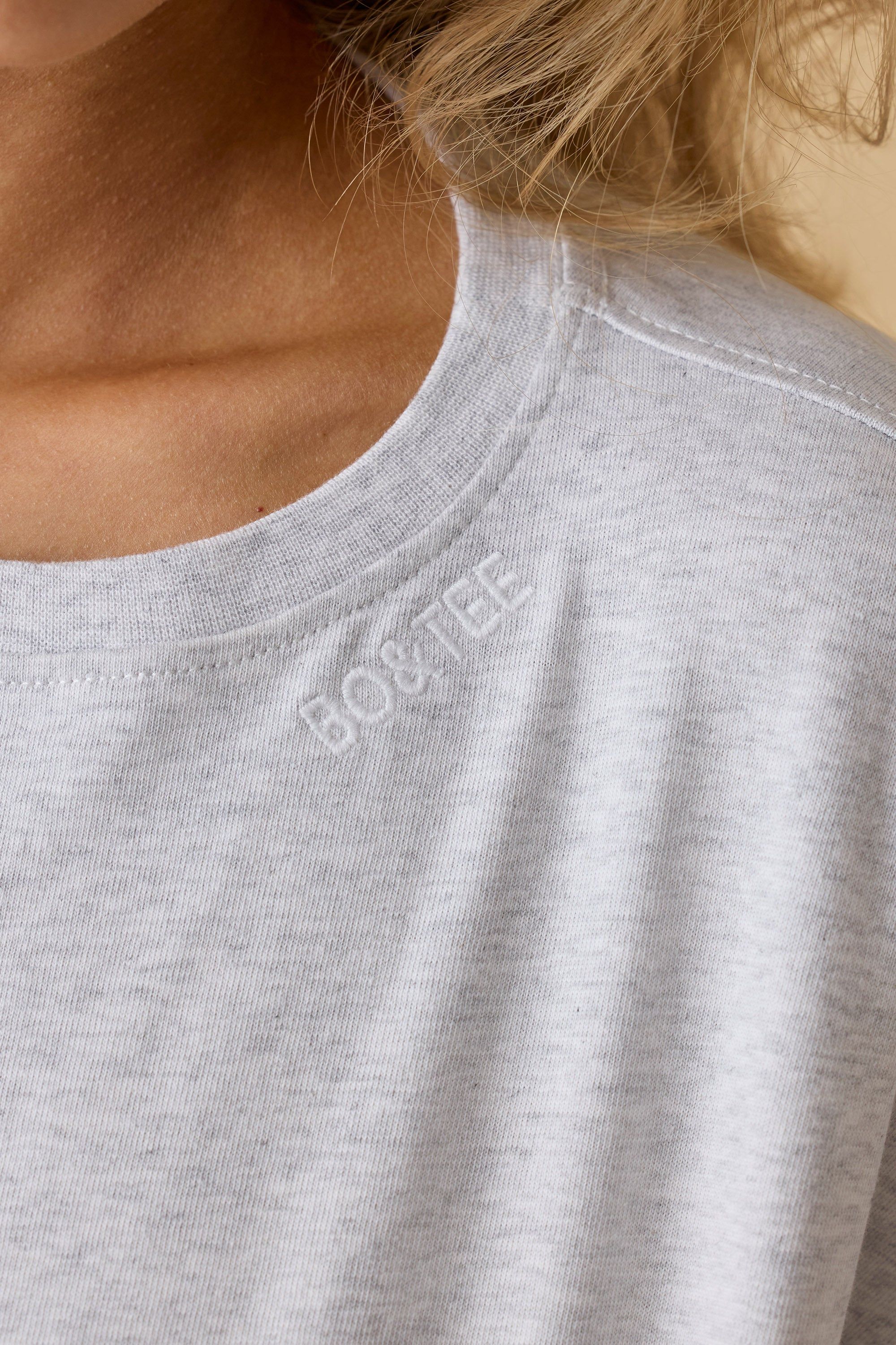 Calm - Oversized Long Sleeve Crop Top in Heather Grey sold by Bo + Tee product image thumbnail 4