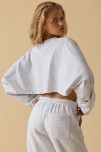 Calm - Oversized Long Sleeve Crop Top in Heather Grey sold by Bo + Tee