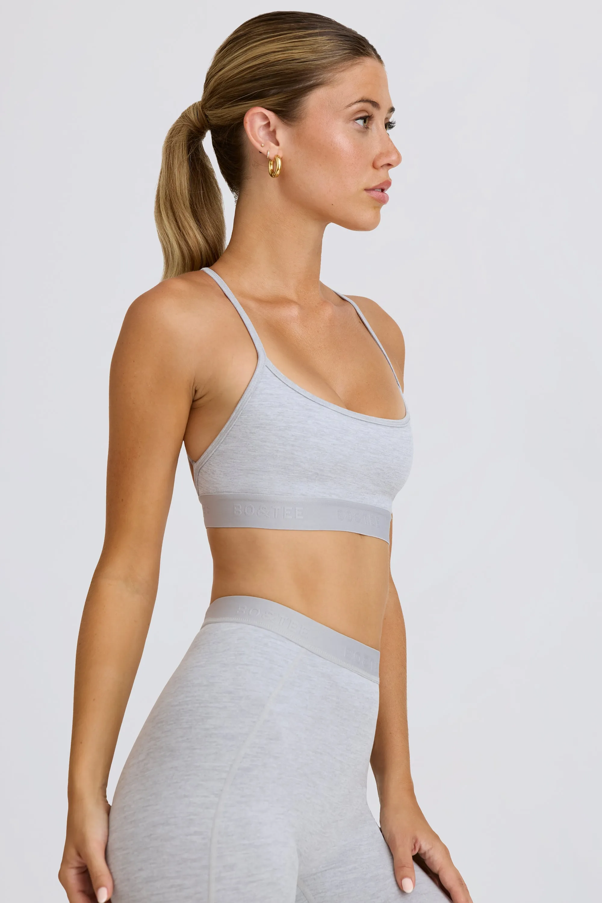 Soft Active Cross-Back Sports Bra in Grey Marl sold by Bo + Tee product image thumbnail 2