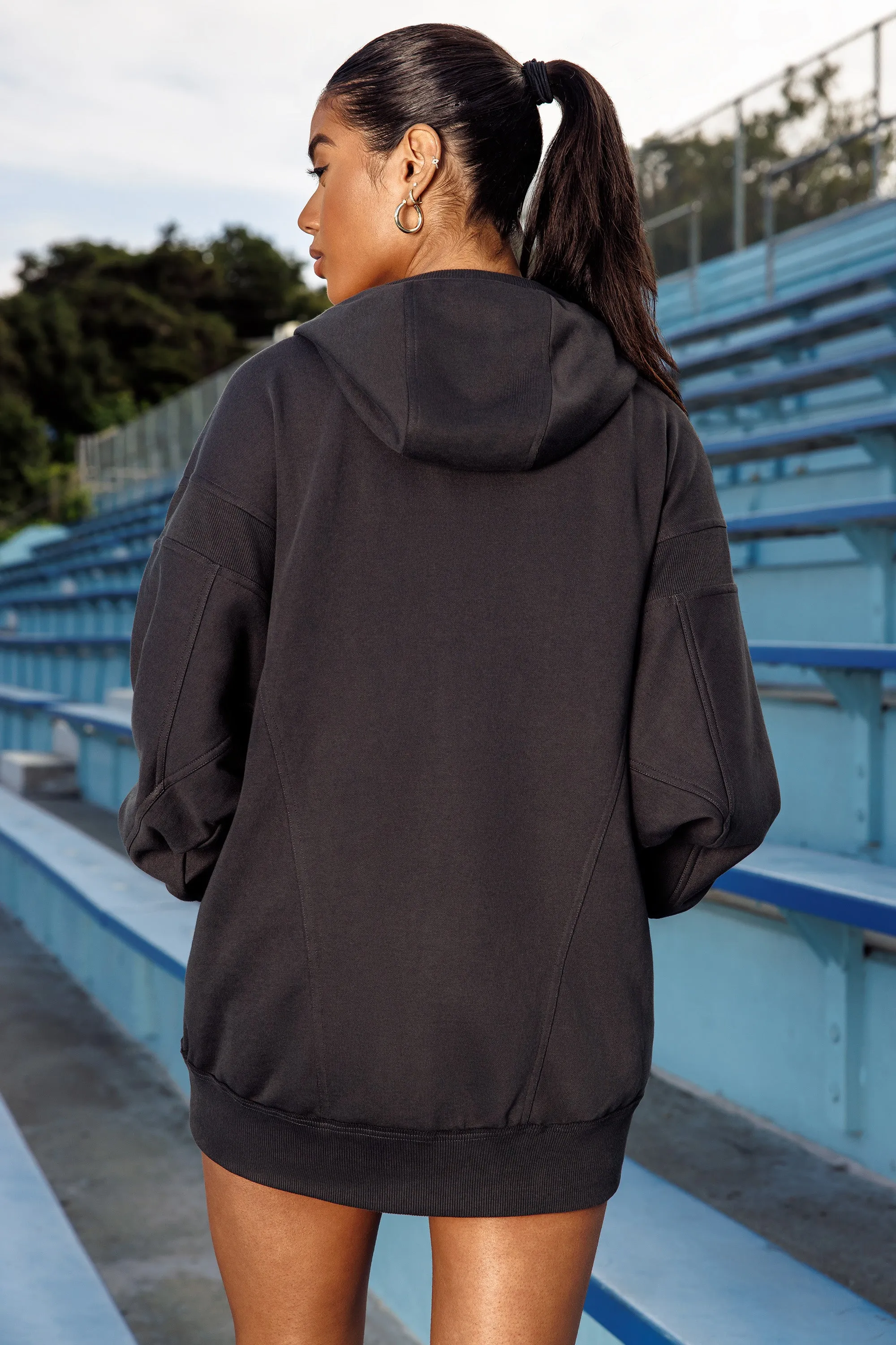 Evolution - Oversized Split Zip Hooded Jacket in Washed Black sold by Bo + Tee product image thumbnail 3
