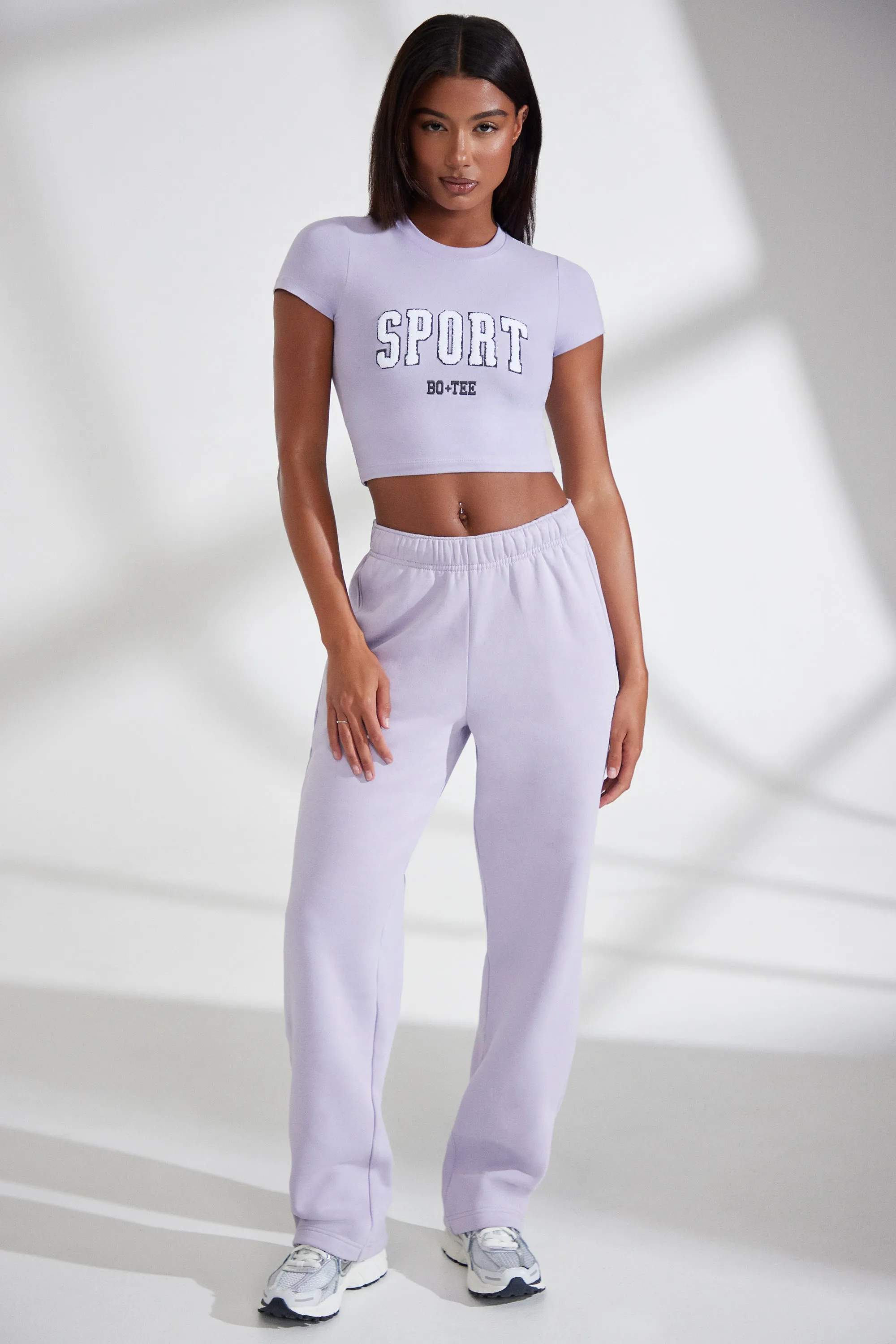 Athletics - Wide Leg Embroidered Back Joggers in Lavender sold by Bo + Tee product image thumbnail 3