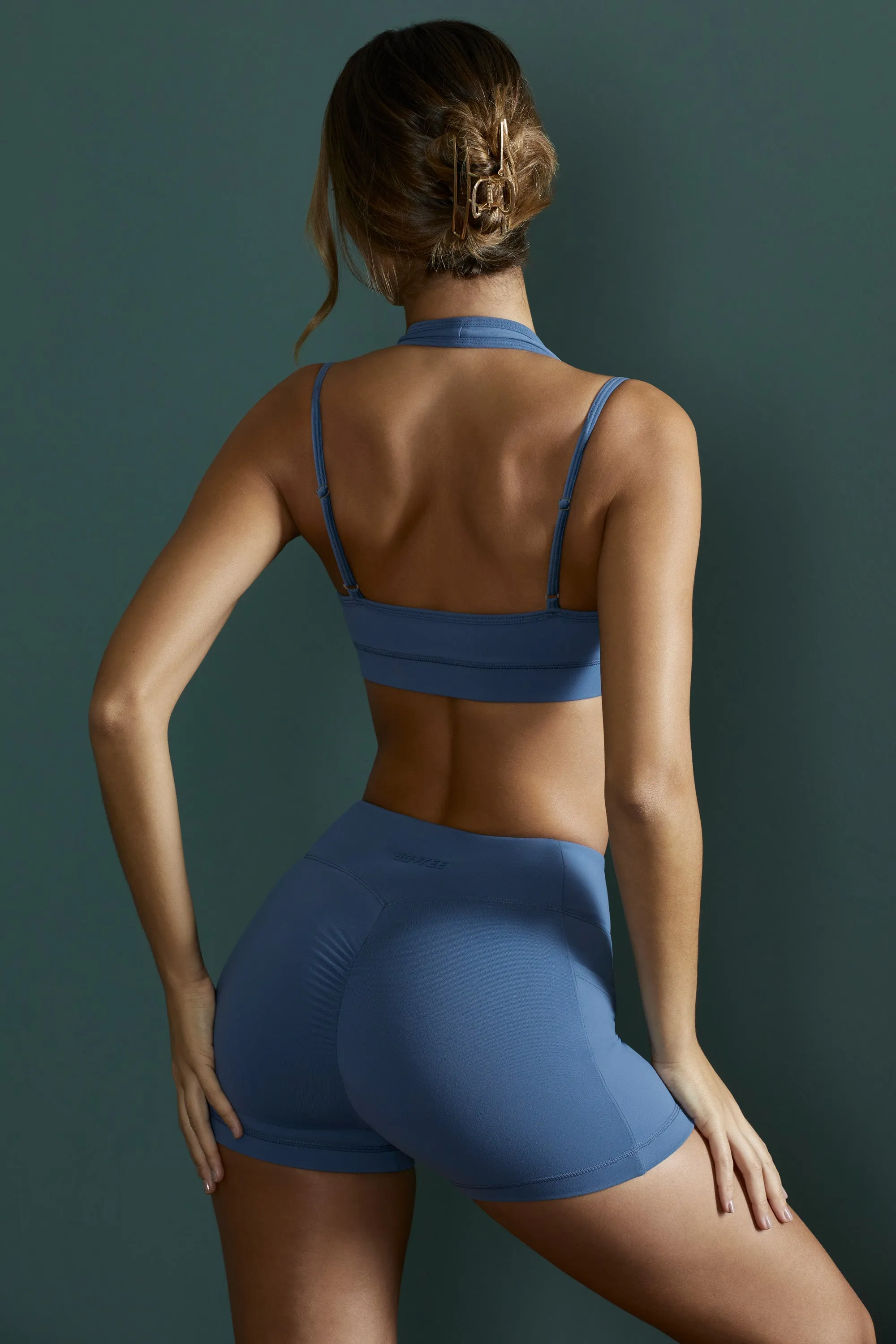 Courage - Plunge Neck Wrap Over Sports Bra in Blue sold by Bo + Tee product image thumbnail 3