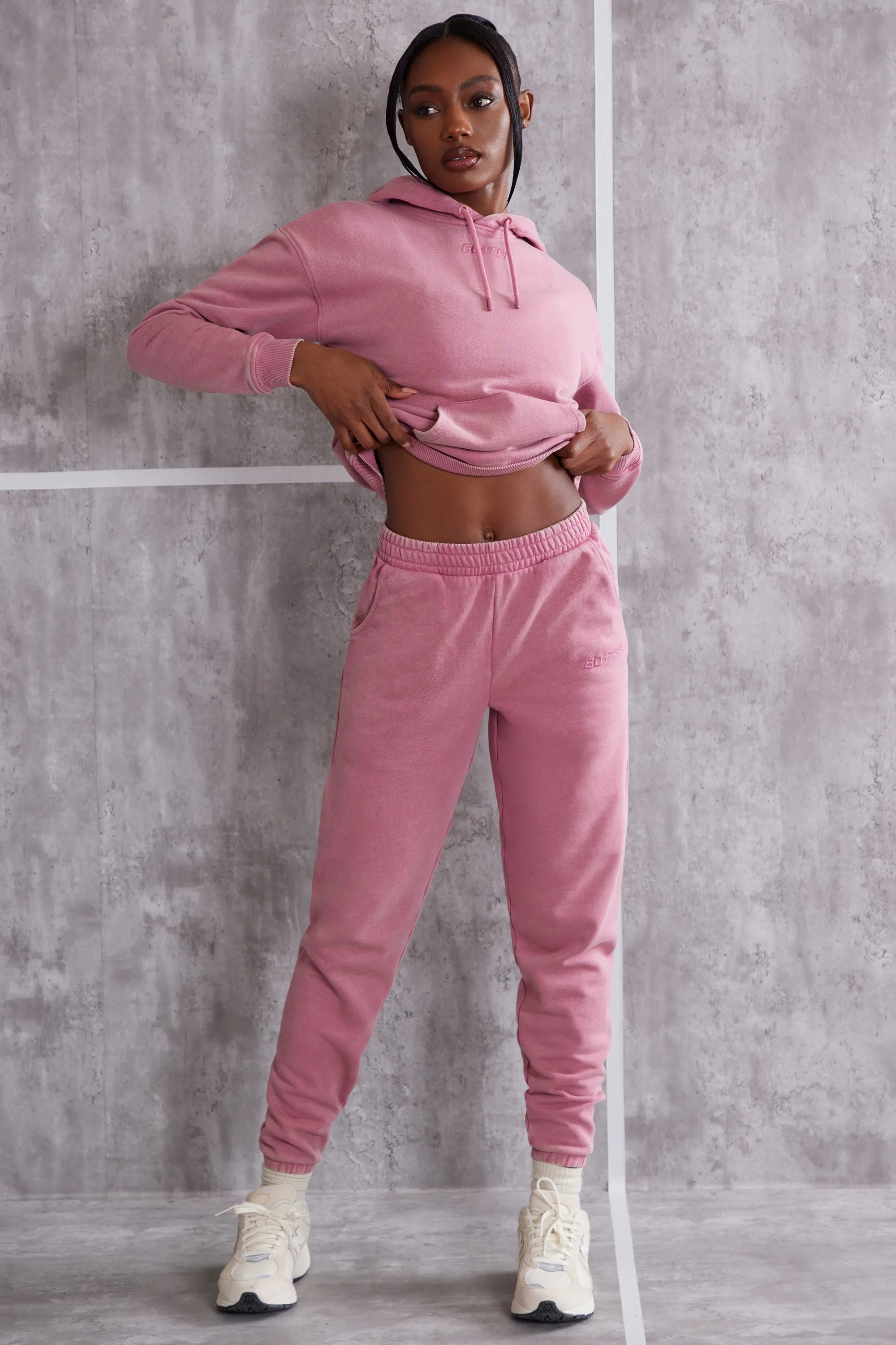 Effortless - High Waist Cuffed Joggers in Rose sold by Bo + Tee