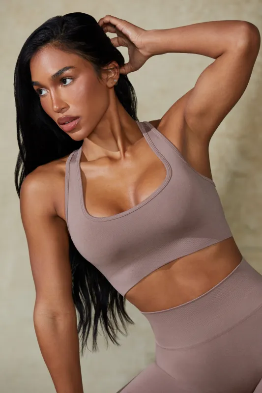 Mindset - Cut Out Define Luxe Sports Bra in Mocha sold by Bo + Tee
